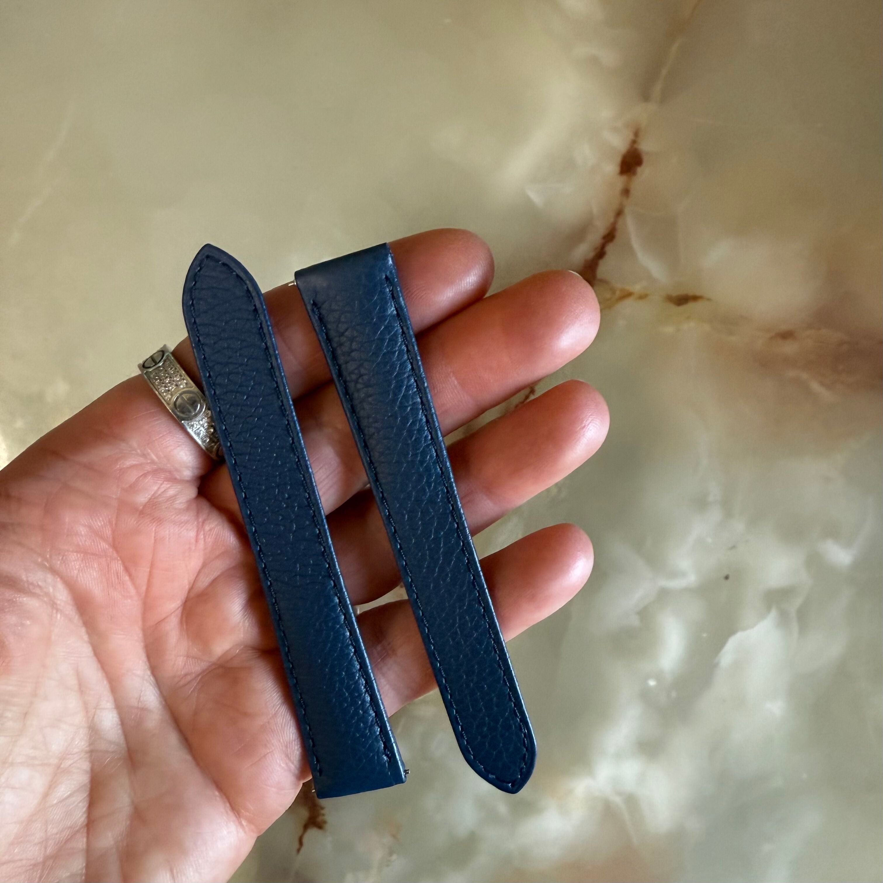 Authentic Cartier Blue Leather Watch Strap Band 16mm KD6WX348