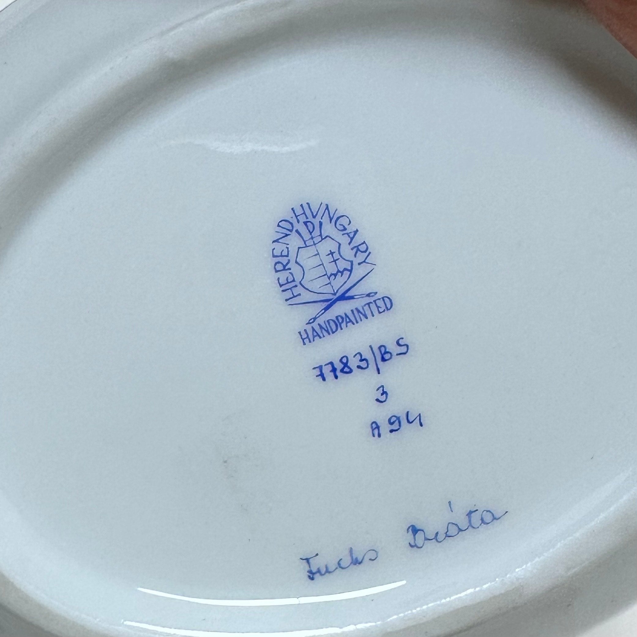 Vintage Herend 7783/BS Printemps Flower Hand Painted Oval Ashtray Pin Tray Dish