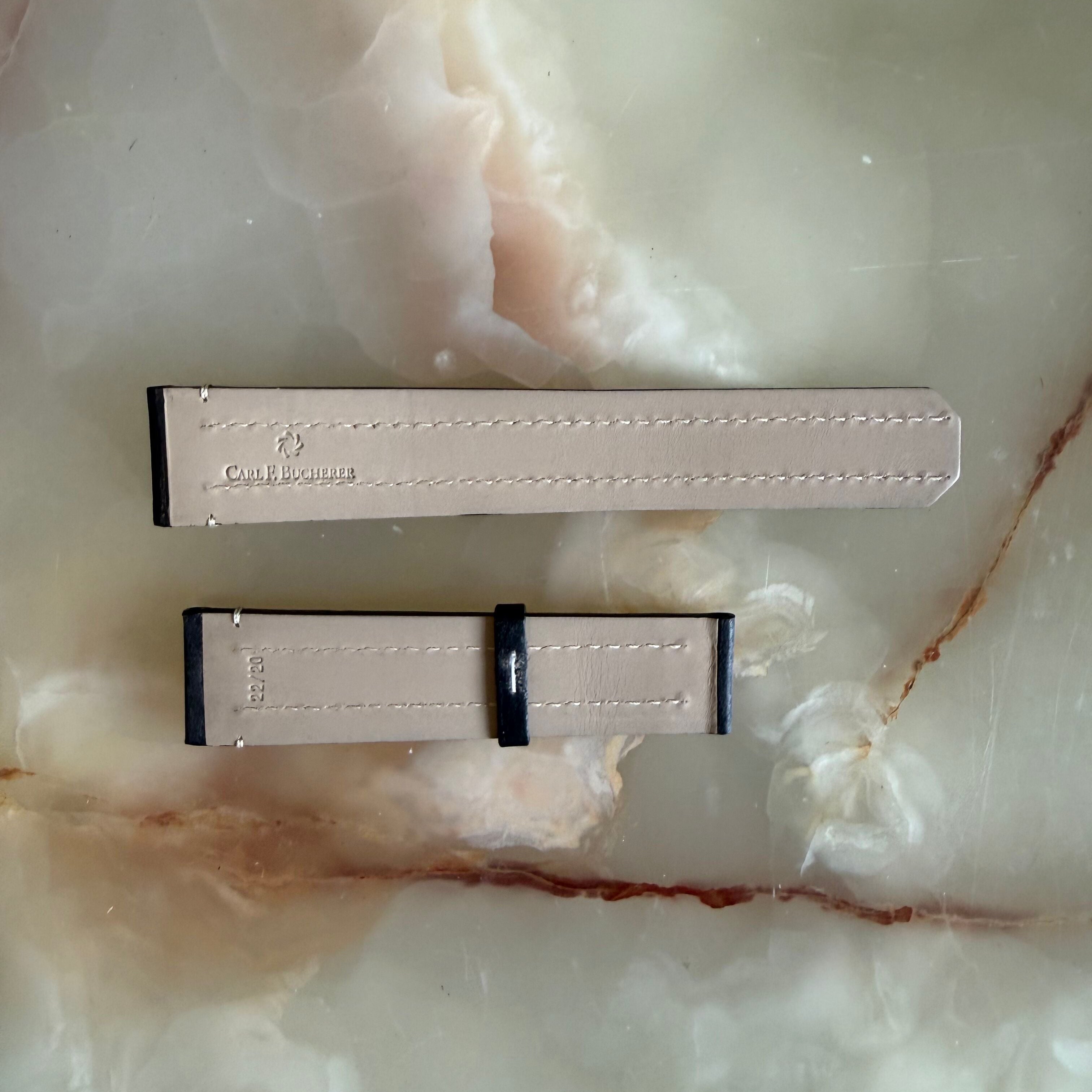 Authentic Carl F. Bucherer Black Leather Watch Strap Band 22mm