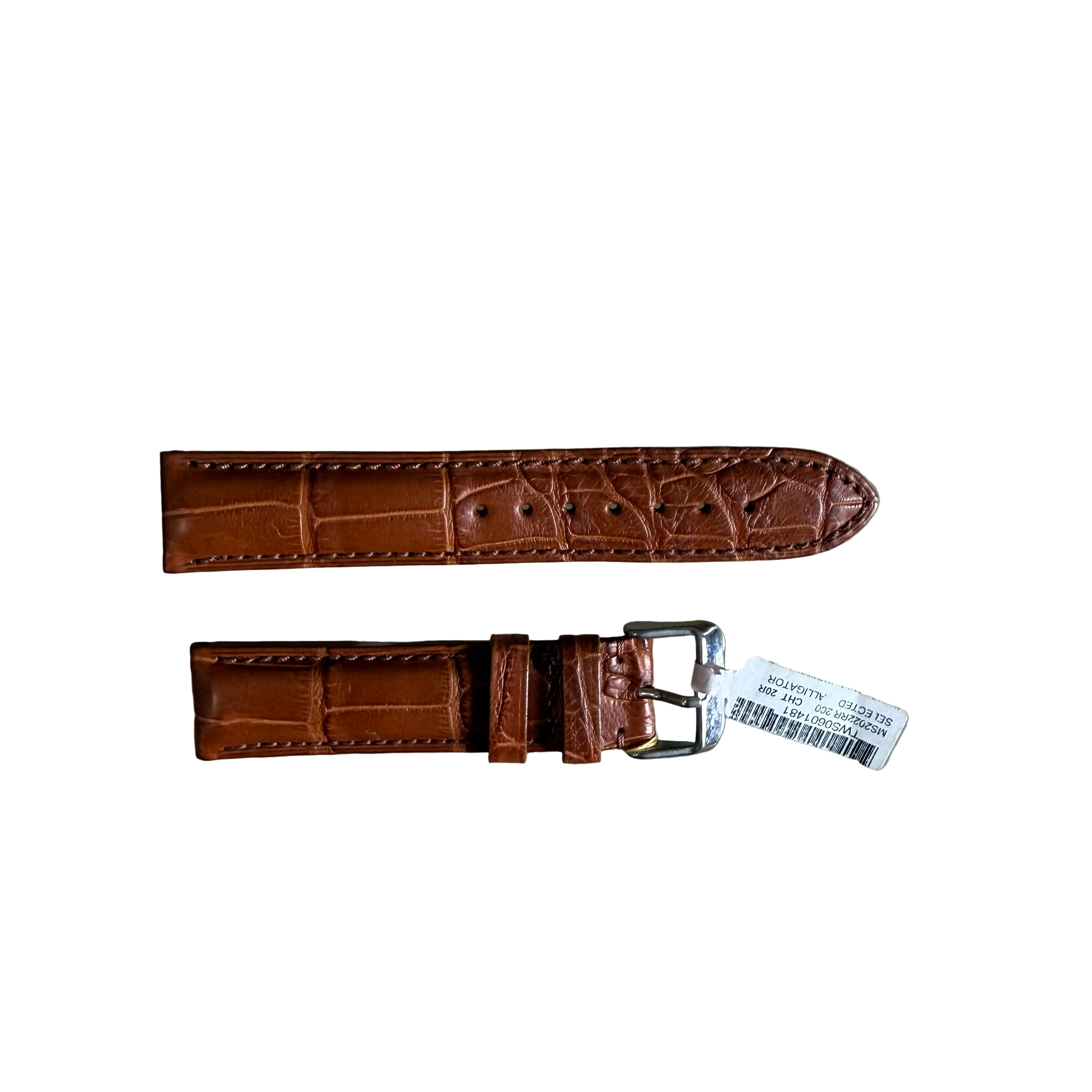 Genuine Alligator Brown Watch Strap Band 20mm Padded & Stitched w Buckle