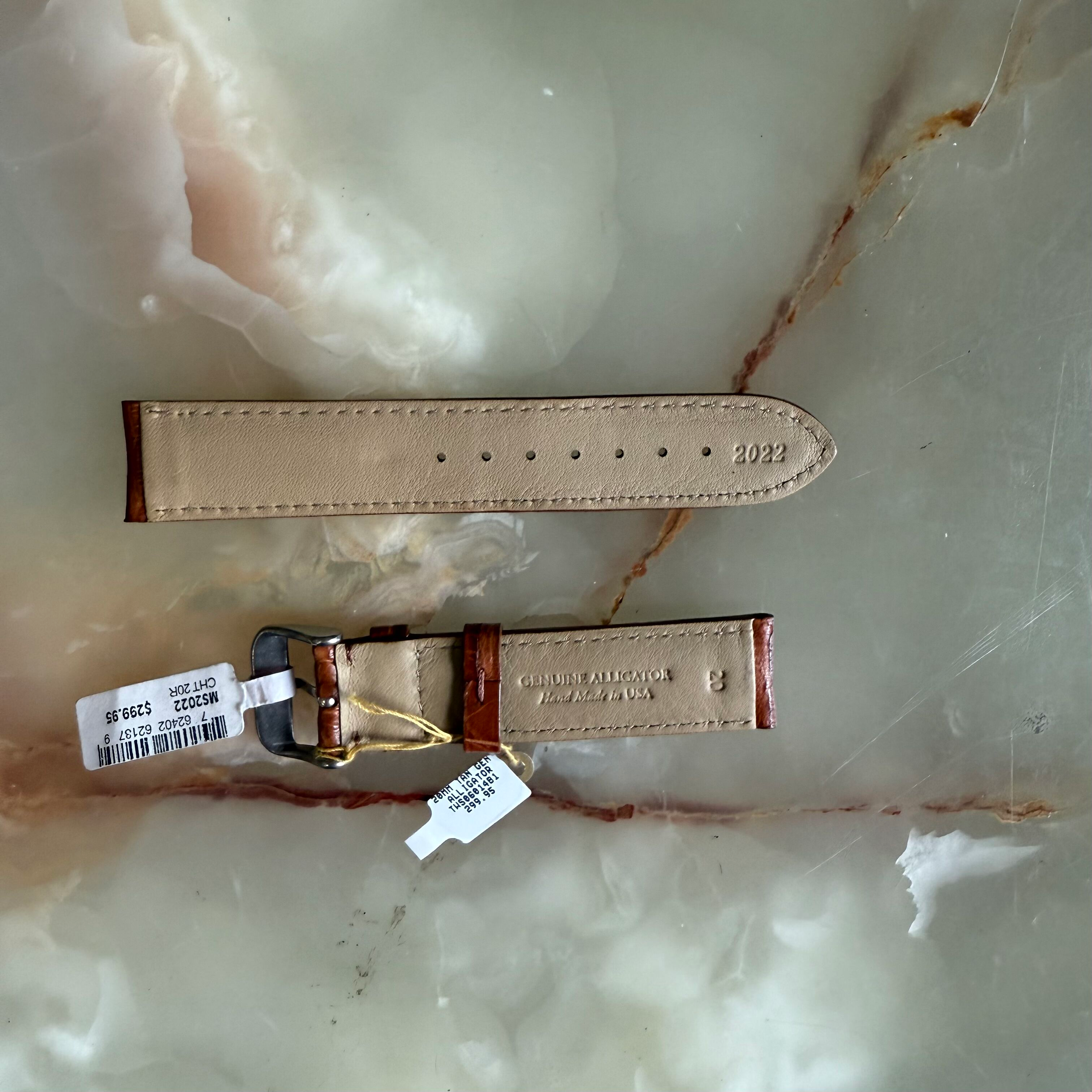 Genuine Alligator Brown Watch Strap Band 20mm Padded & Stitched w Buckle