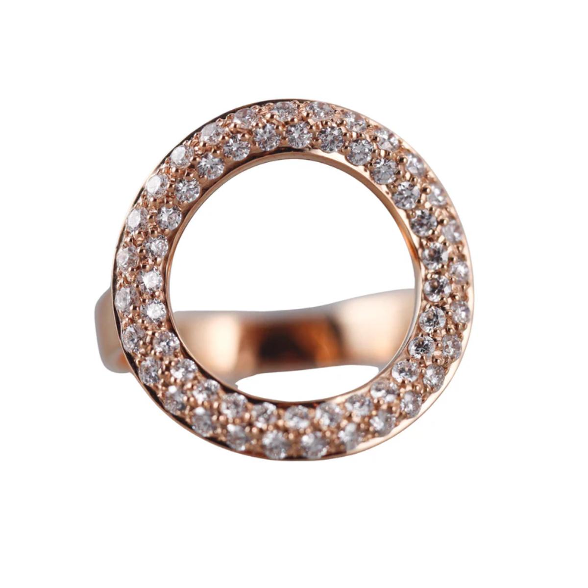 Idole De Christofle Gold and Diamond Deck Ring 6803753