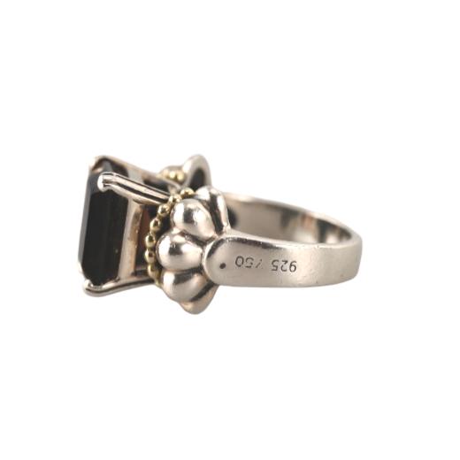 Lagos Glacier Sterling Silver 18K Gold Smokey Quartz Ring
