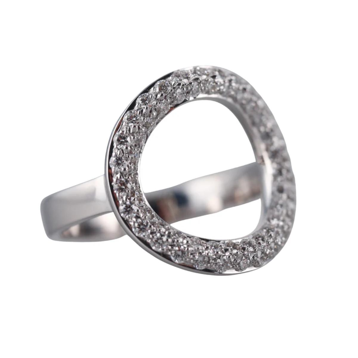 Idole De Christofle White Gold Diamond Deck Ring 6800756