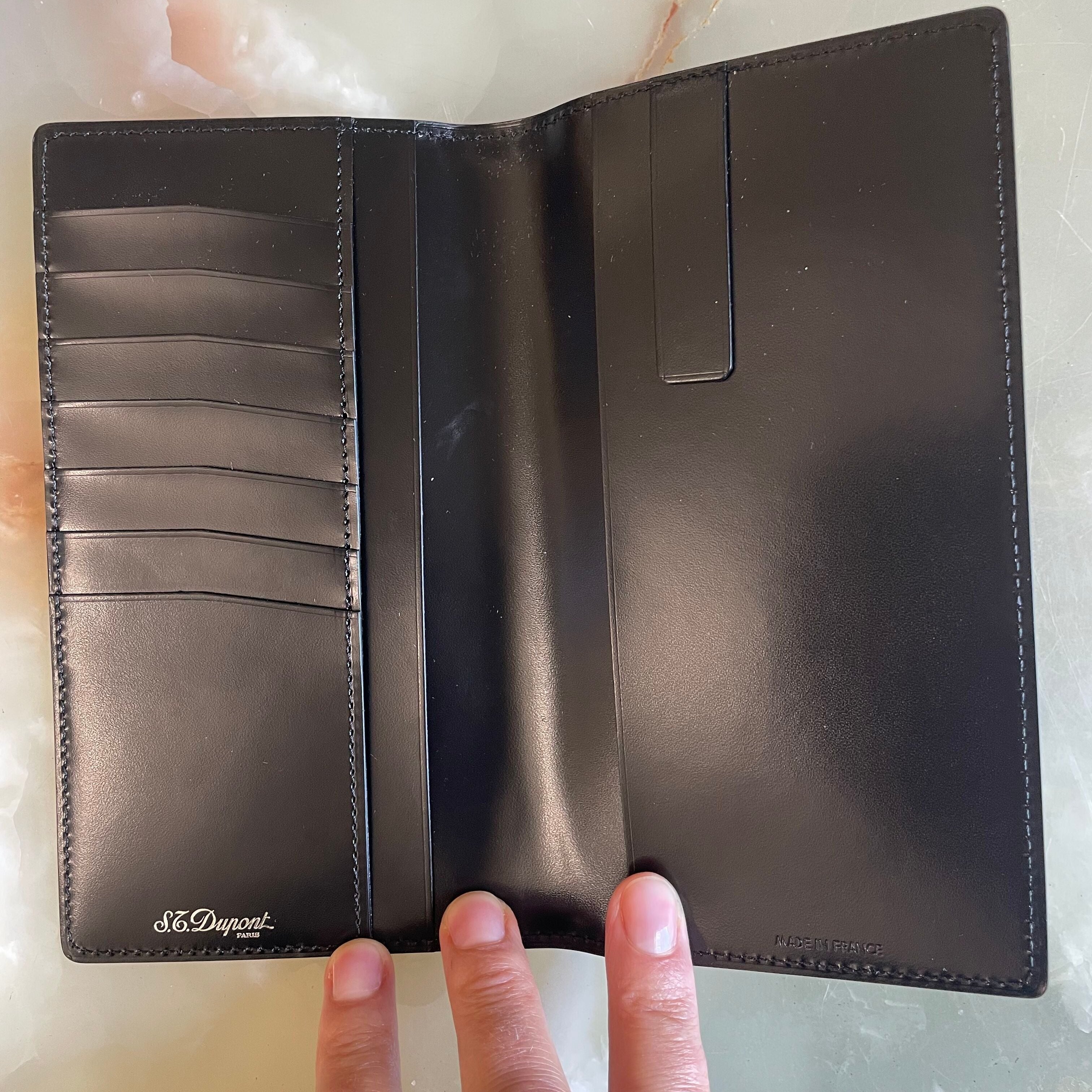 S.T. Dupont Black Leather Agenda Checkbook Cardholder