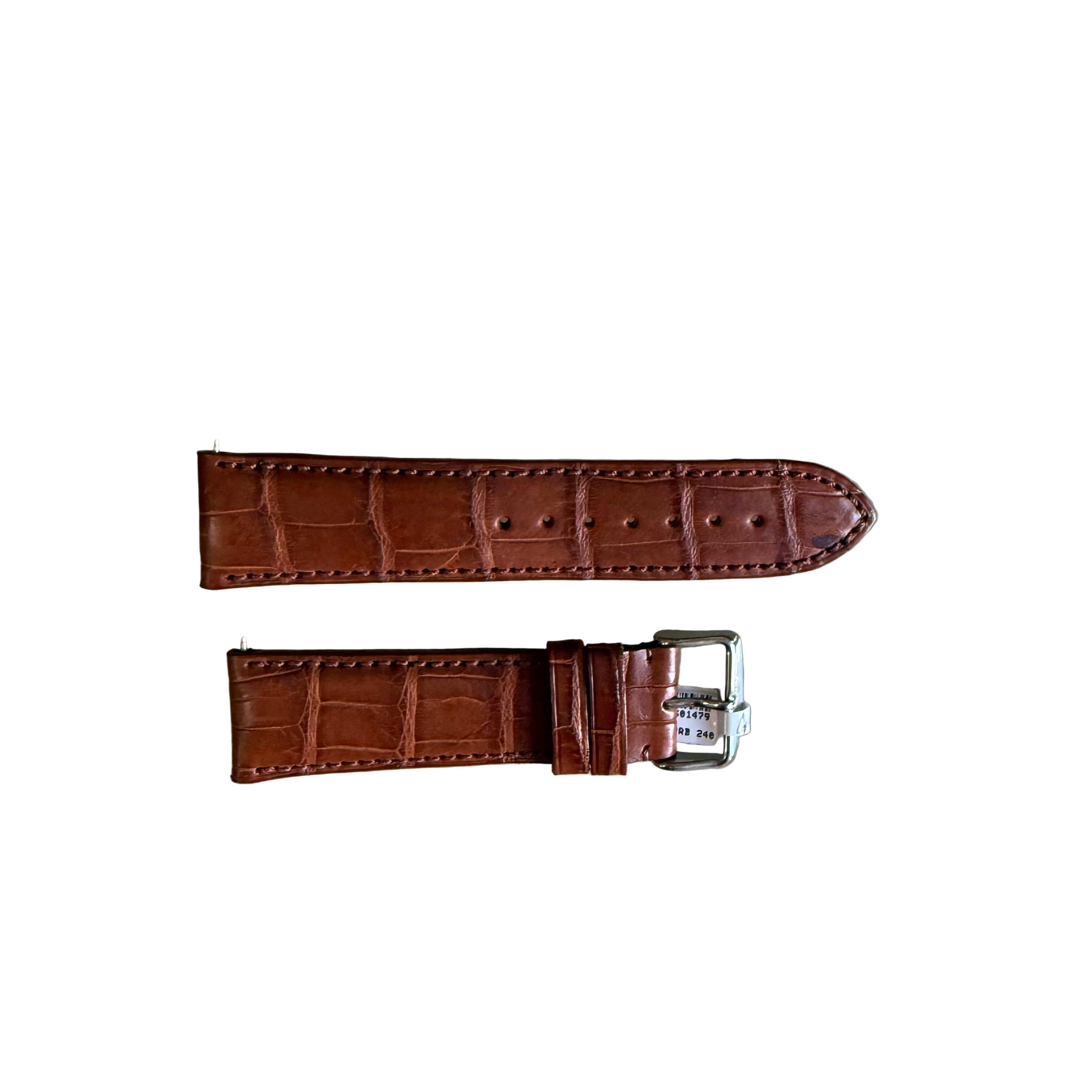 Genuine Alligator Brown Watch Strap Band 24mm Padded & Stitched w Buckle