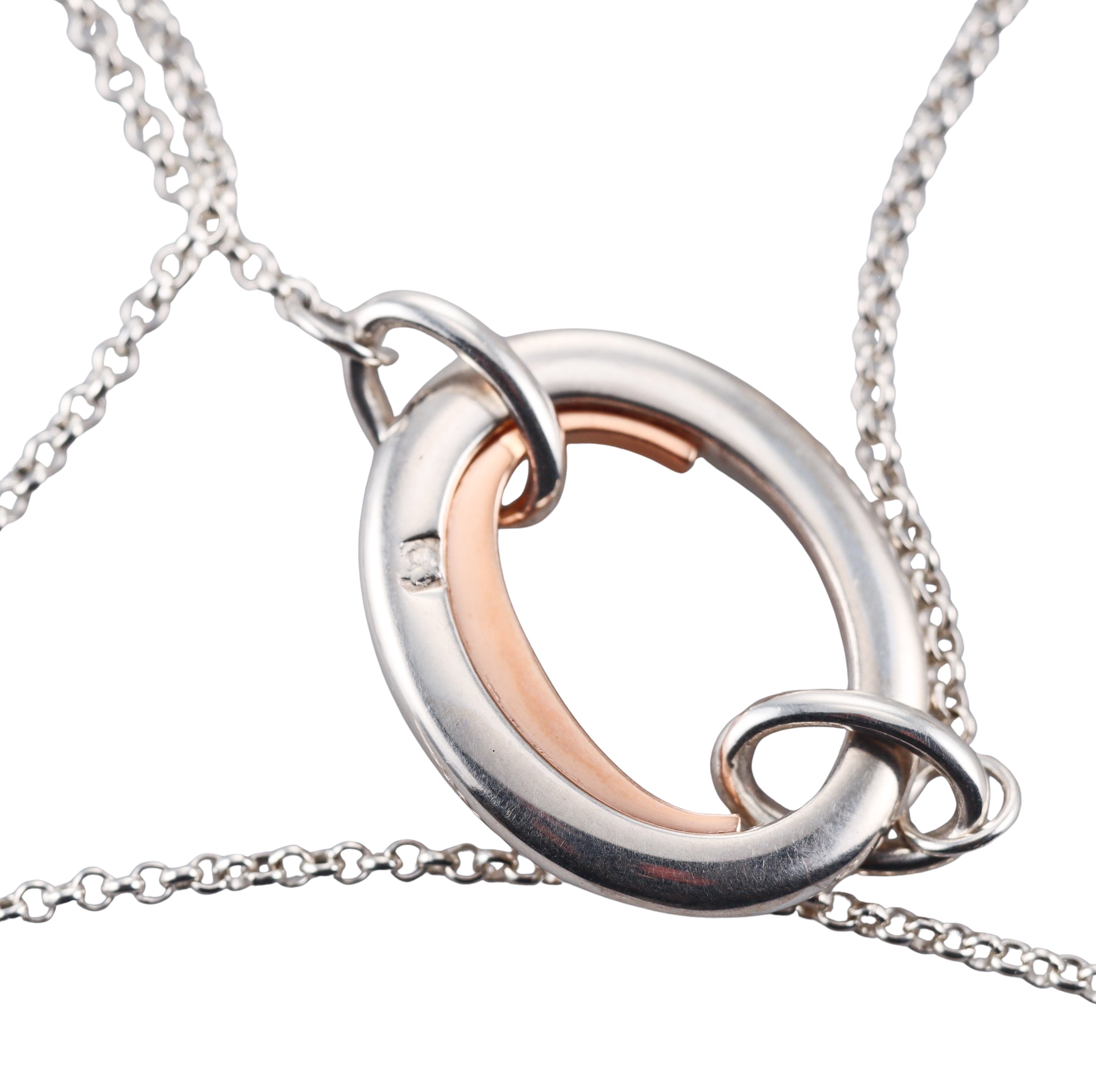 C de Christofle Sterling Silver & Rose Gold Double Chain Necklace 6757003