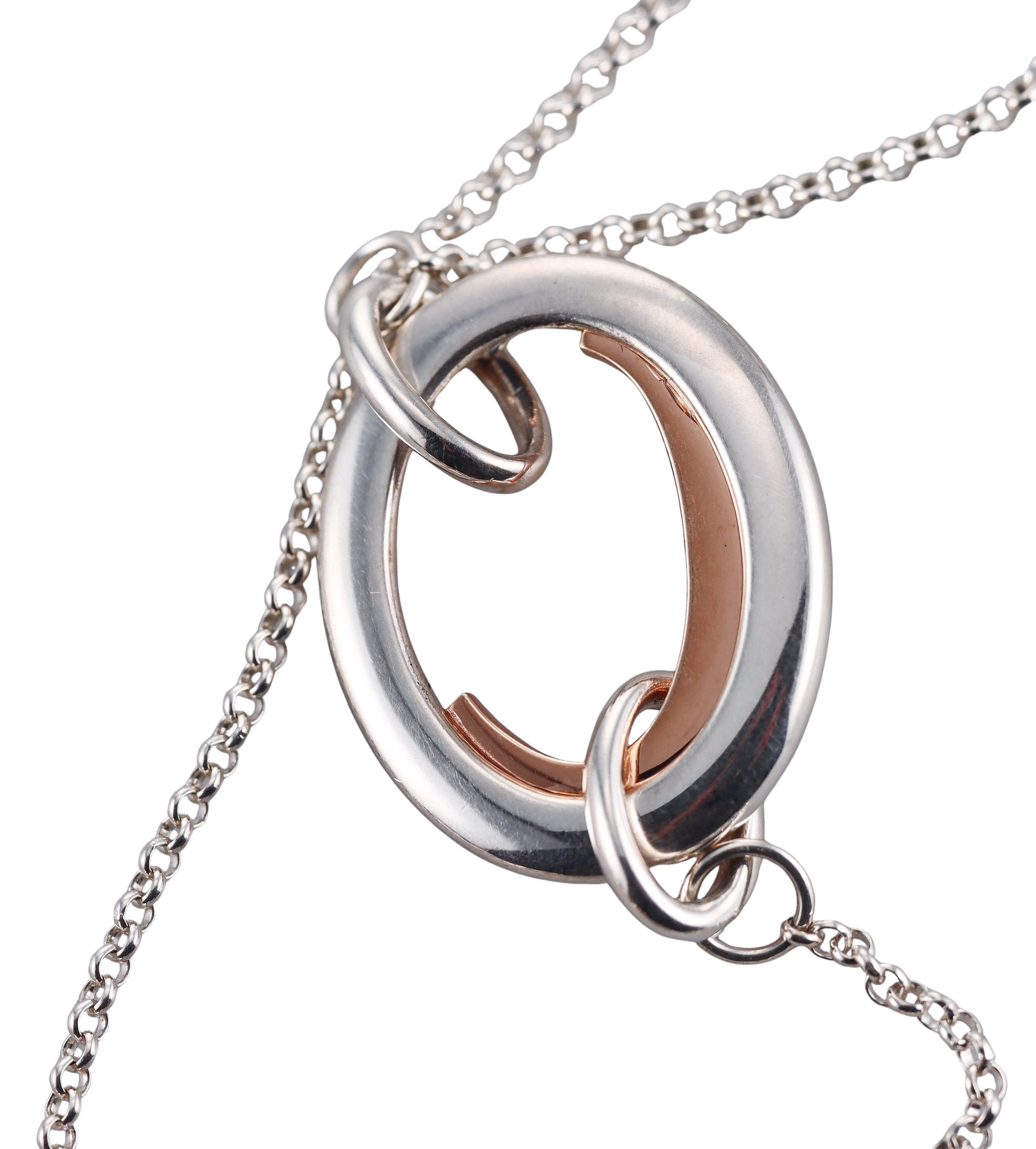 C de Christofle Sterling Silver & Rose Gold Double Chain Necklace 6757003