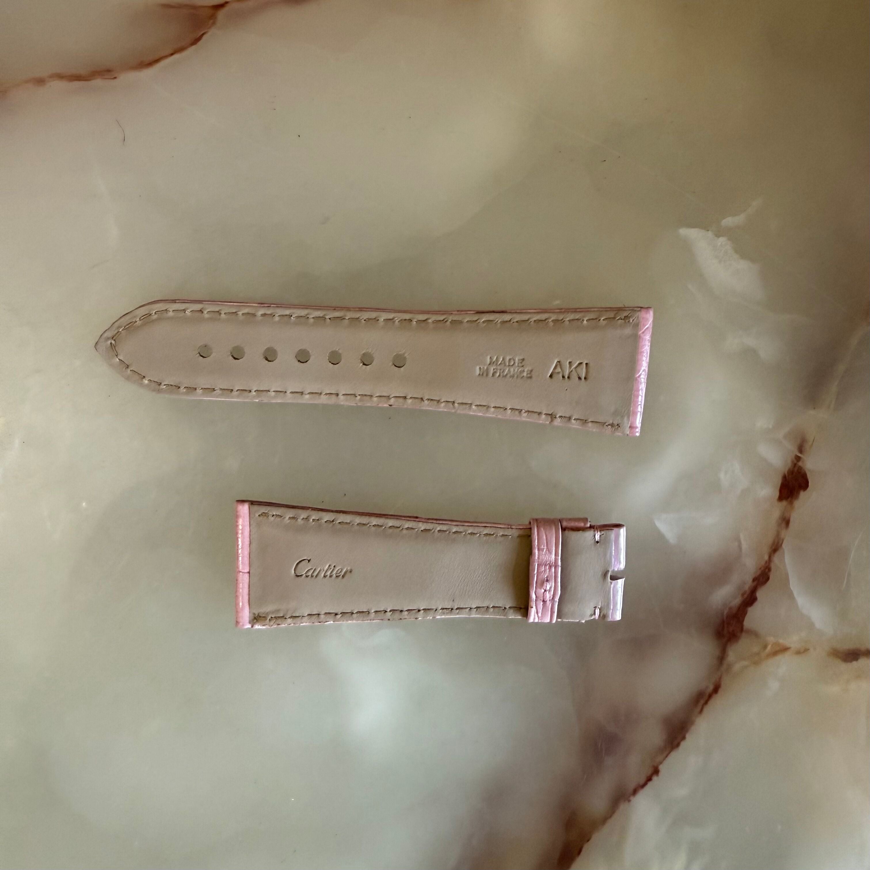 Authentic Cartier Pink Alligator Watch Strap Band 25mm