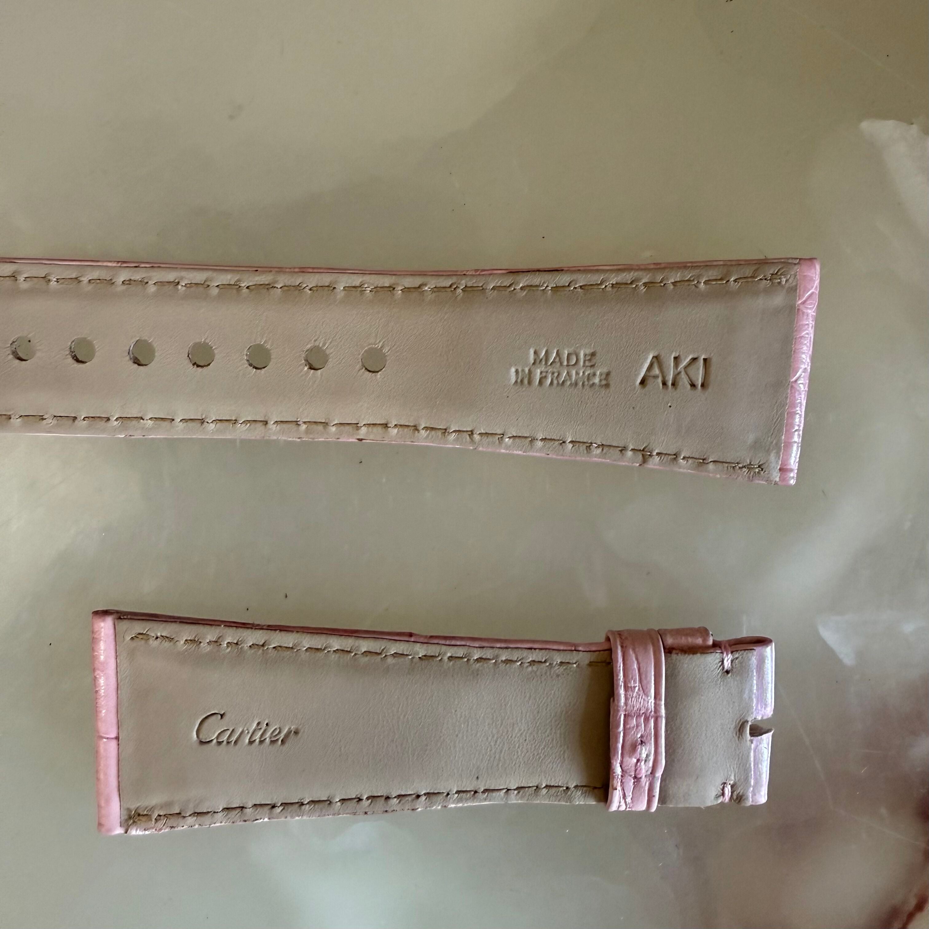 Authentic Cartier Pink Alligator Watch Strap Band 25mm