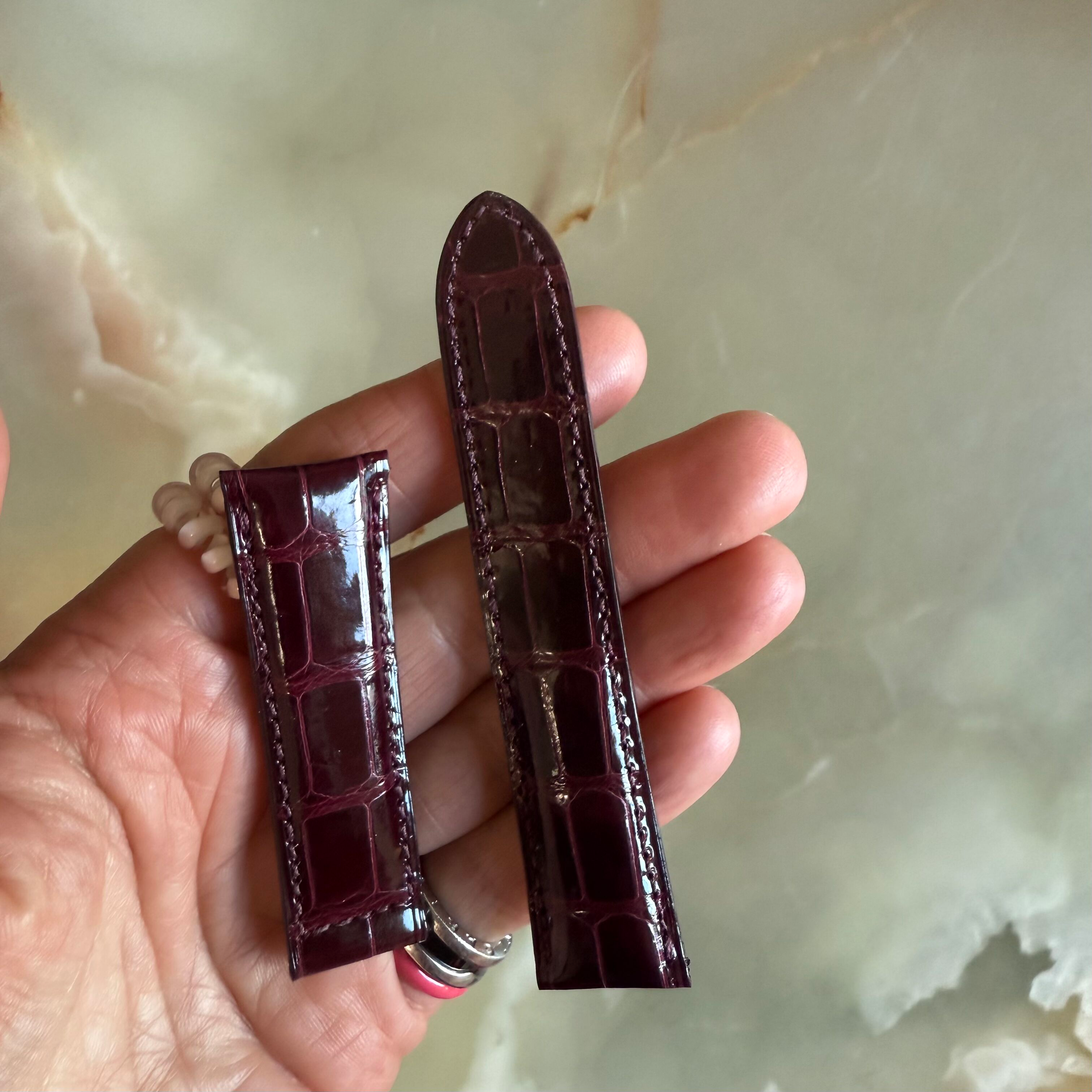Genuine Crocodile Burgundy Watch Strap Band 20mm Padded & Stitched