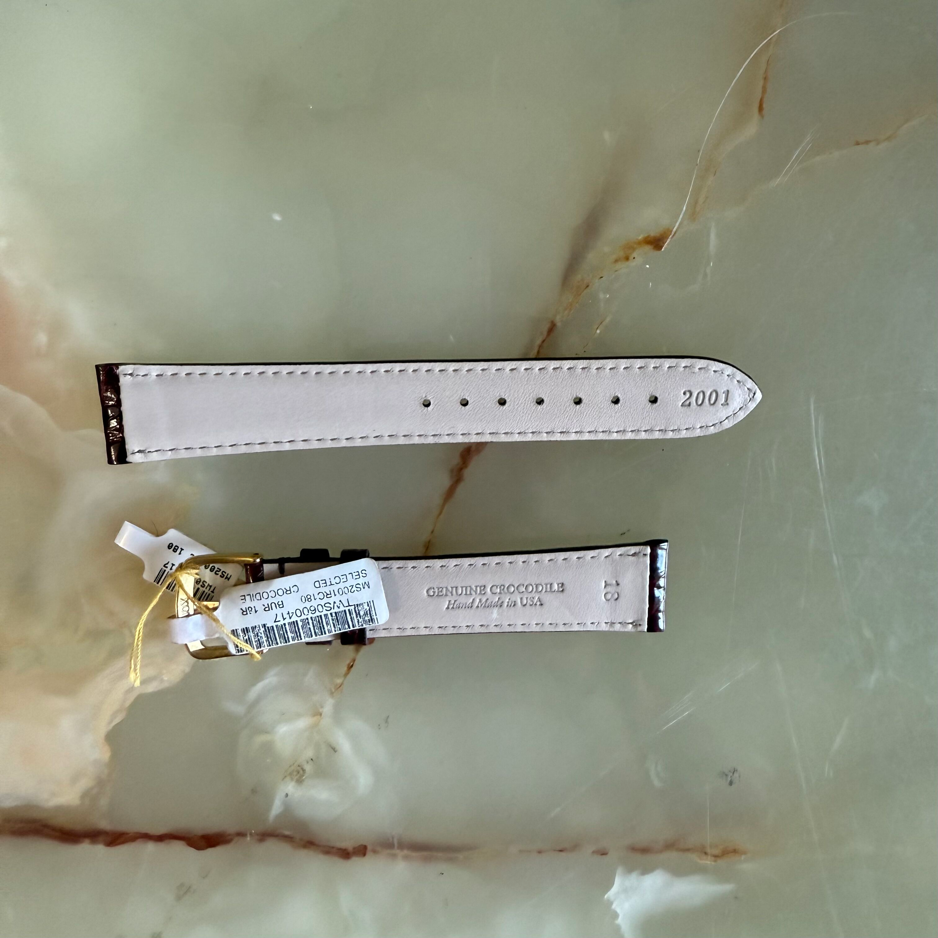 Genuine Crocodile Burgundy Watch Strap Band 18mm Padded & Stitched w Buckle