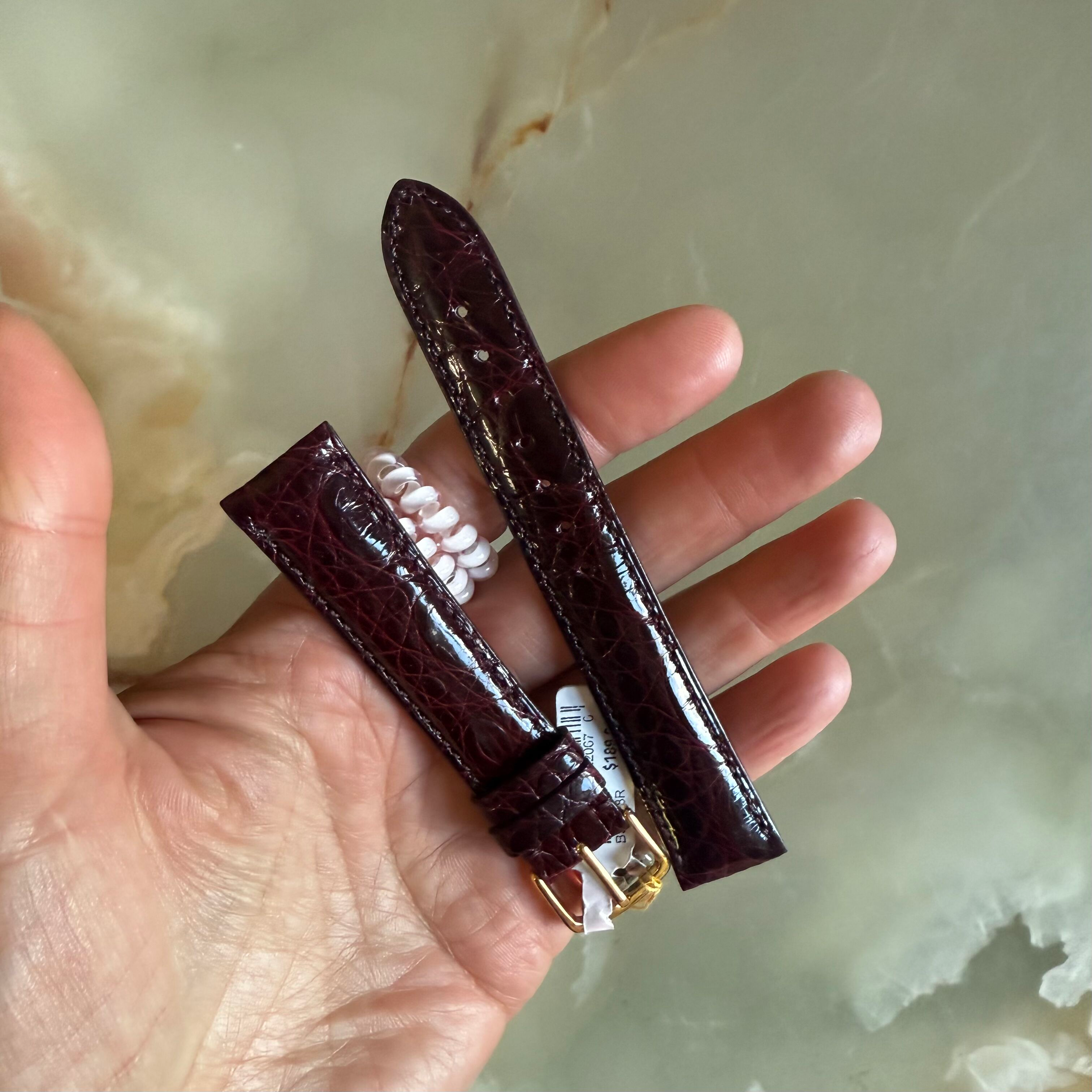 Genuine Crocodile Burgundy Watch Strap Band 18mm Padded & Stitched w Buckle