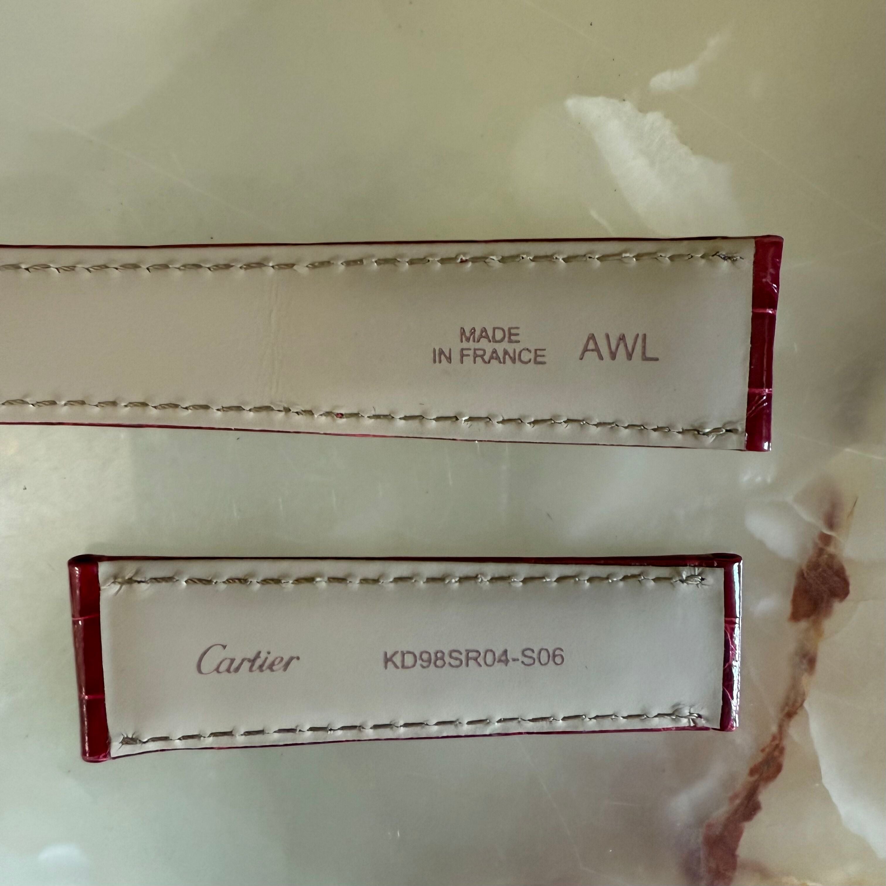 Authentic Cartier Red Alligator Watch Strap Band 20mm KD98SR04-S06
