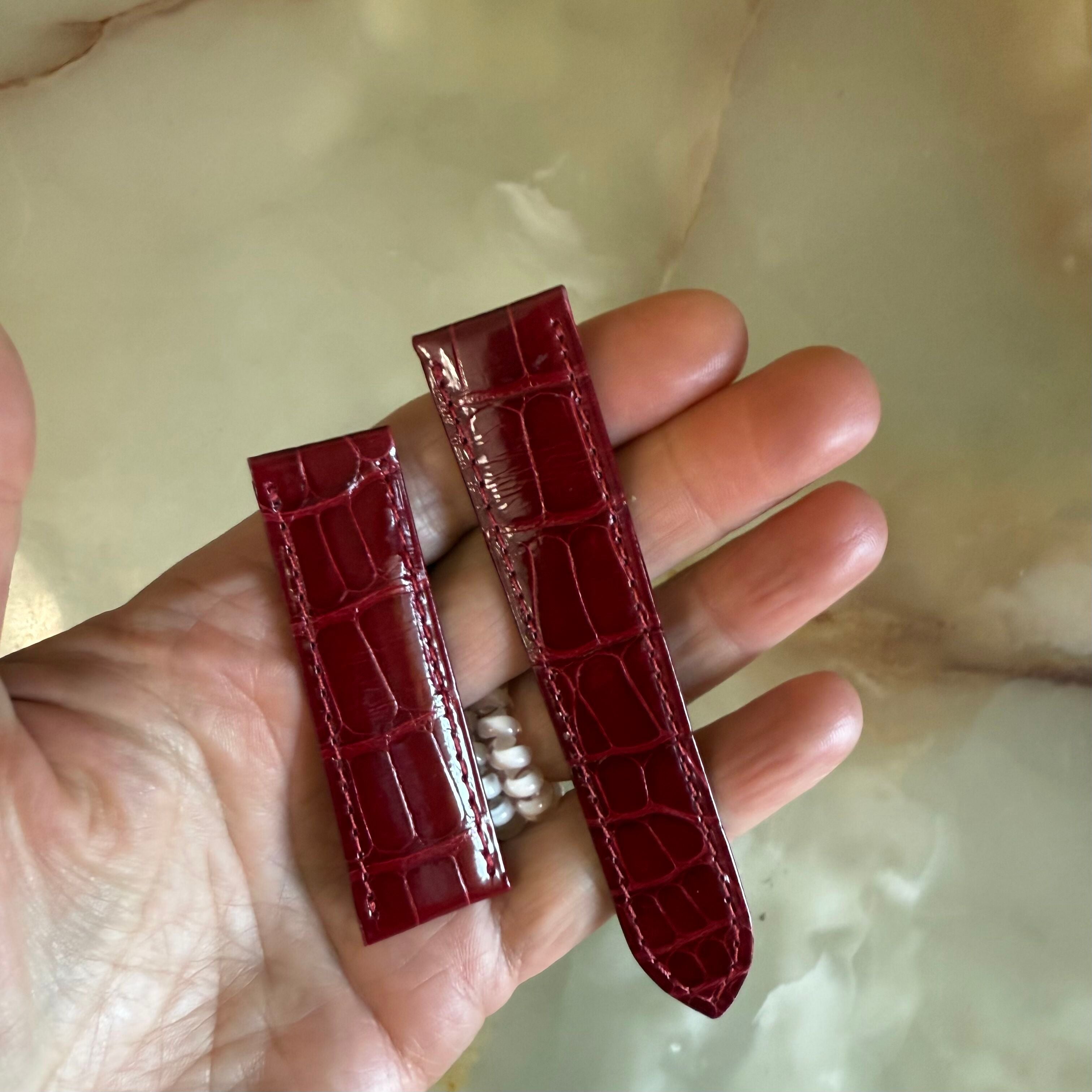 Authentic Cartier Red Alligator Watch Strap Band 20mm KD98SR04-S06