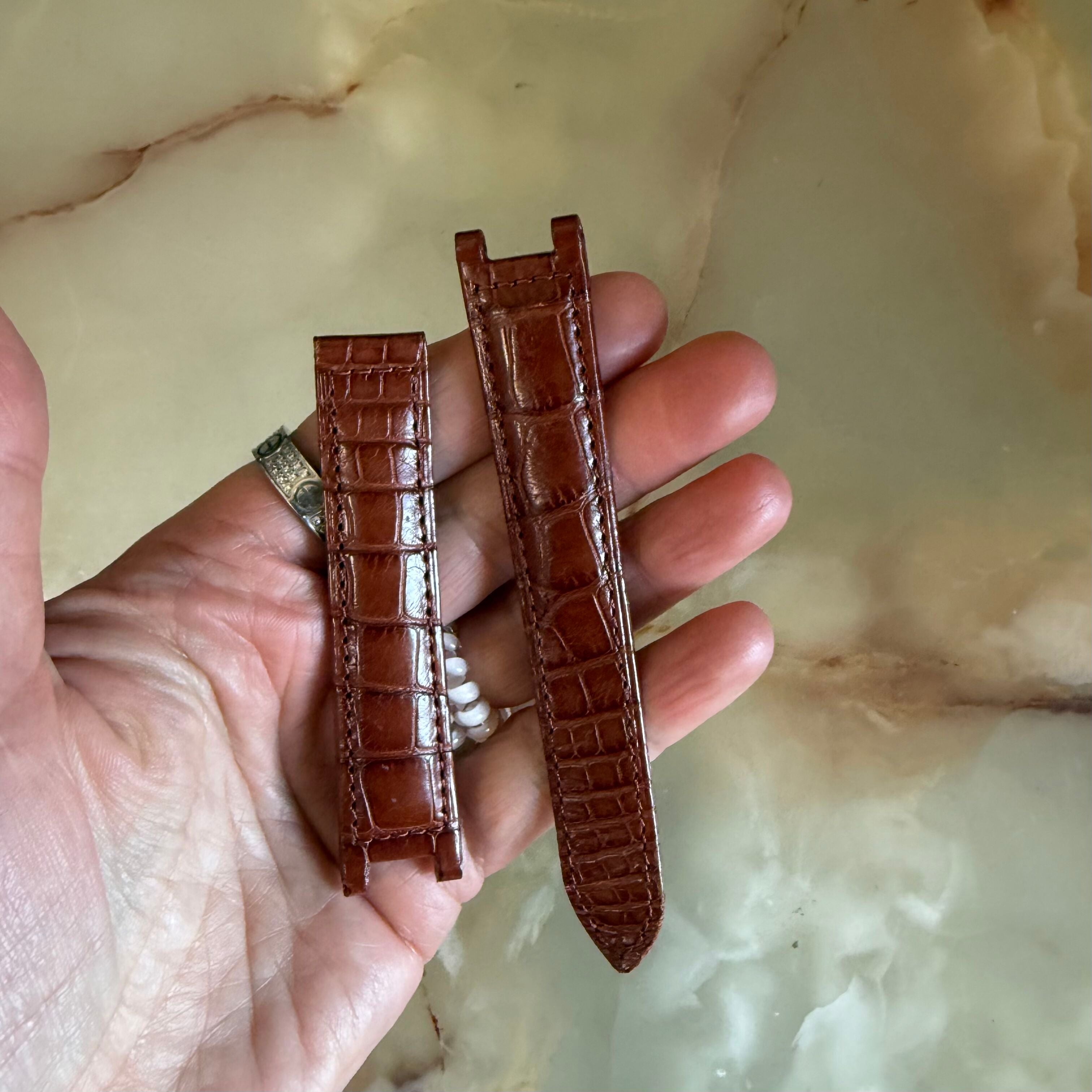 Authentic Cartier Pasha Brown Alligator Watch Strap Band 18mm KD30IK12