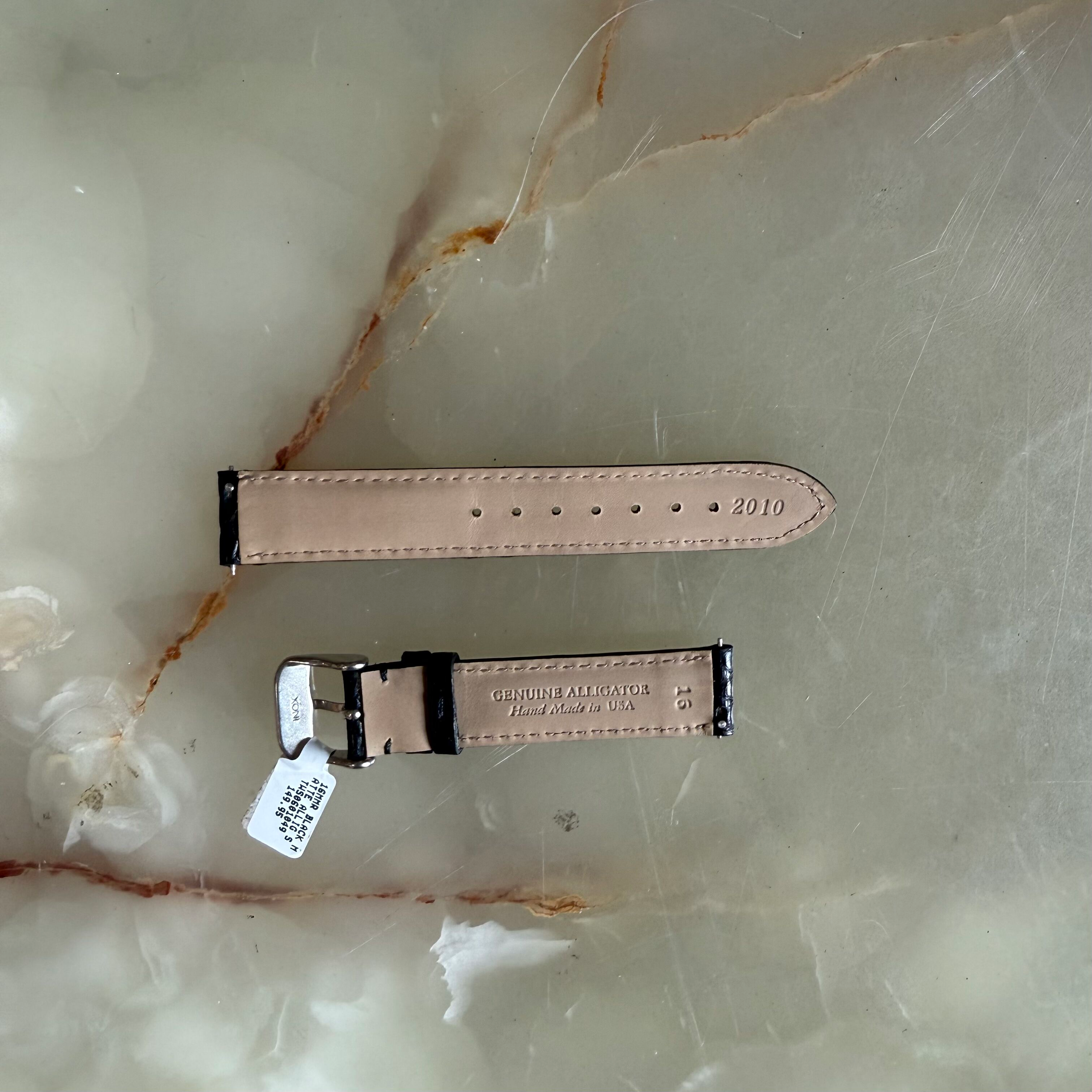Genuine Alligator Black Watch Strap Band 16mm Padded & Stitched w Buckle