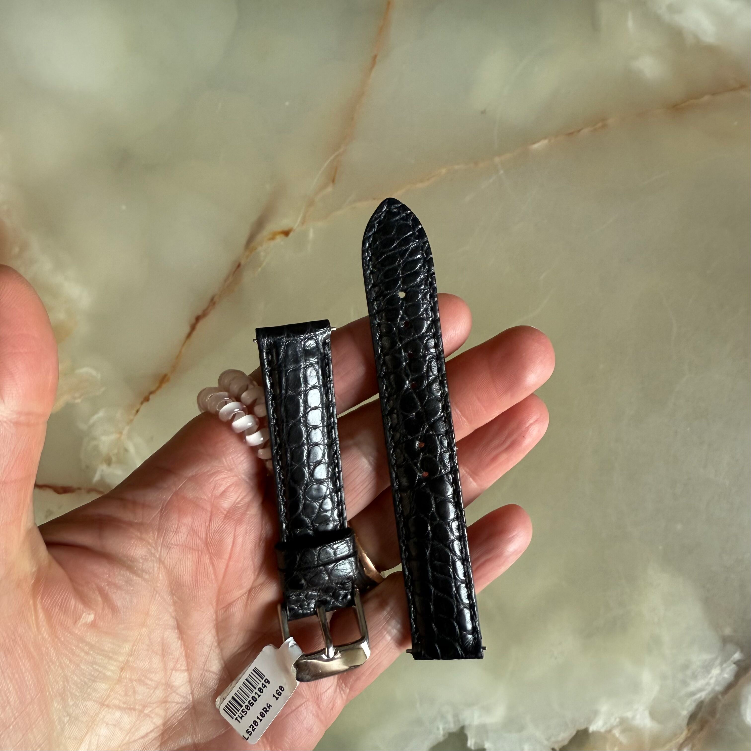 Genuine Alligator Black Watch Strap Band 16mm Padded & Stitched w Buckle