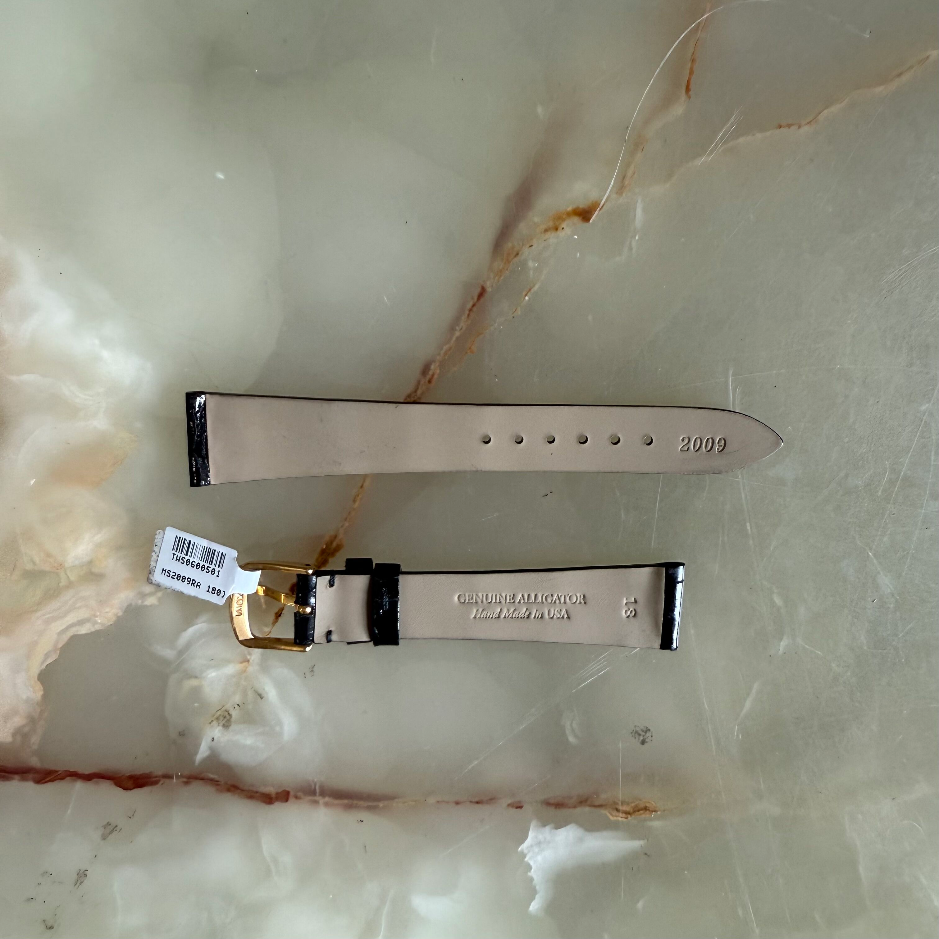 Genuine Alligator Black Watch Strap Band 18mm Padded & Stitched w Buckle