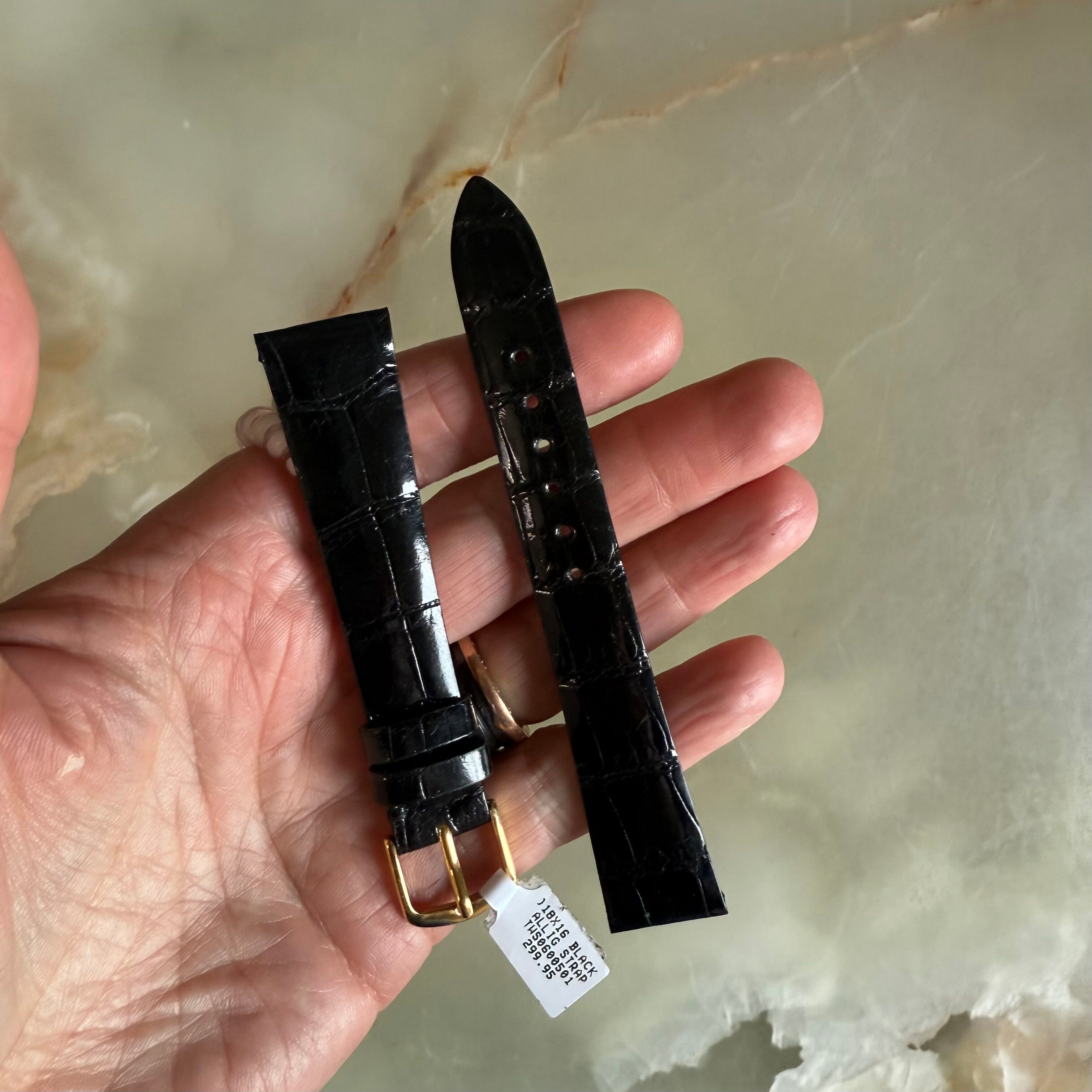 Genuine Alligator Black Watch Strap Band 18mm Padded & Stitched w Buckle