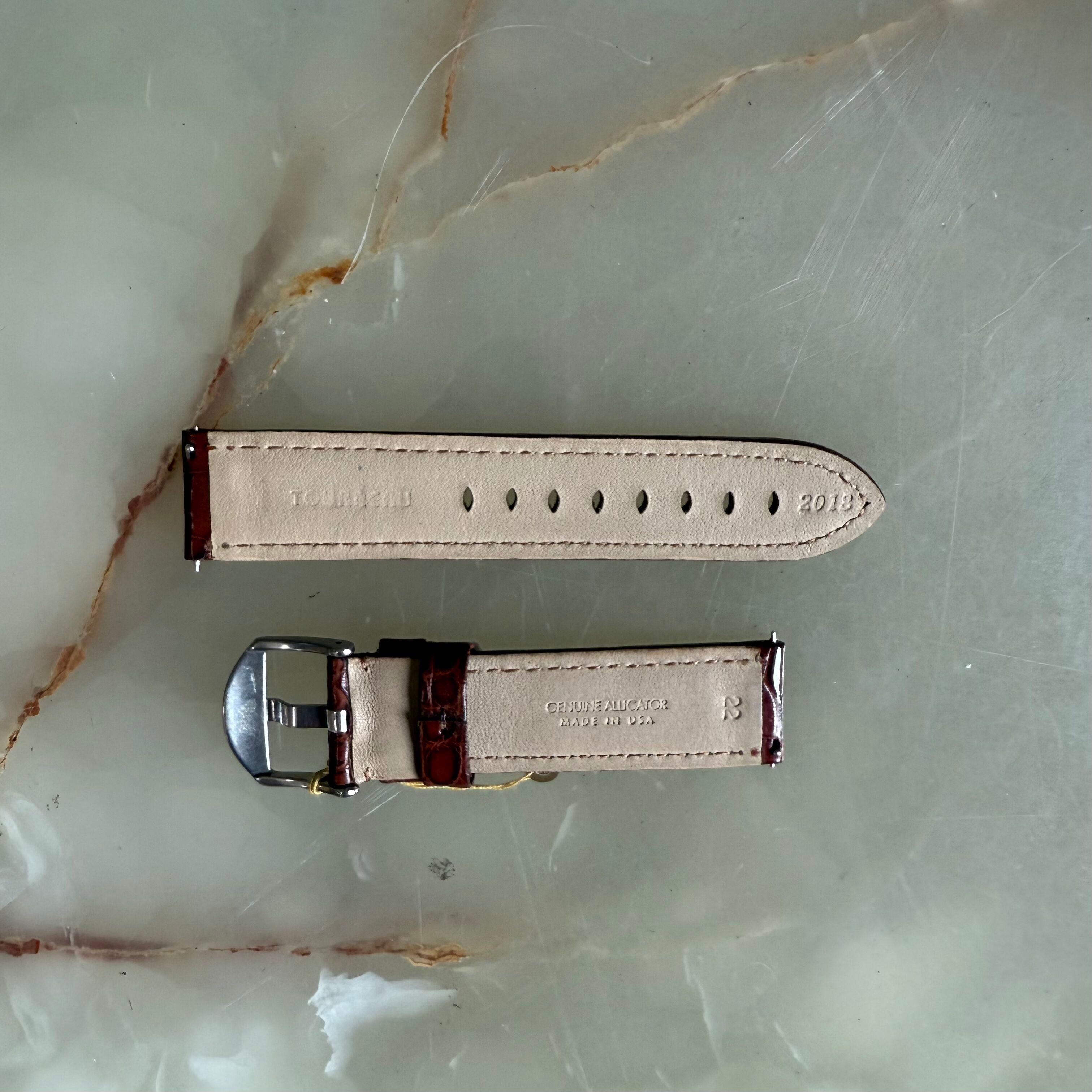 Genuine Alligator Brown Watch Strap Band 22mm Padded & Stitched w Buckle