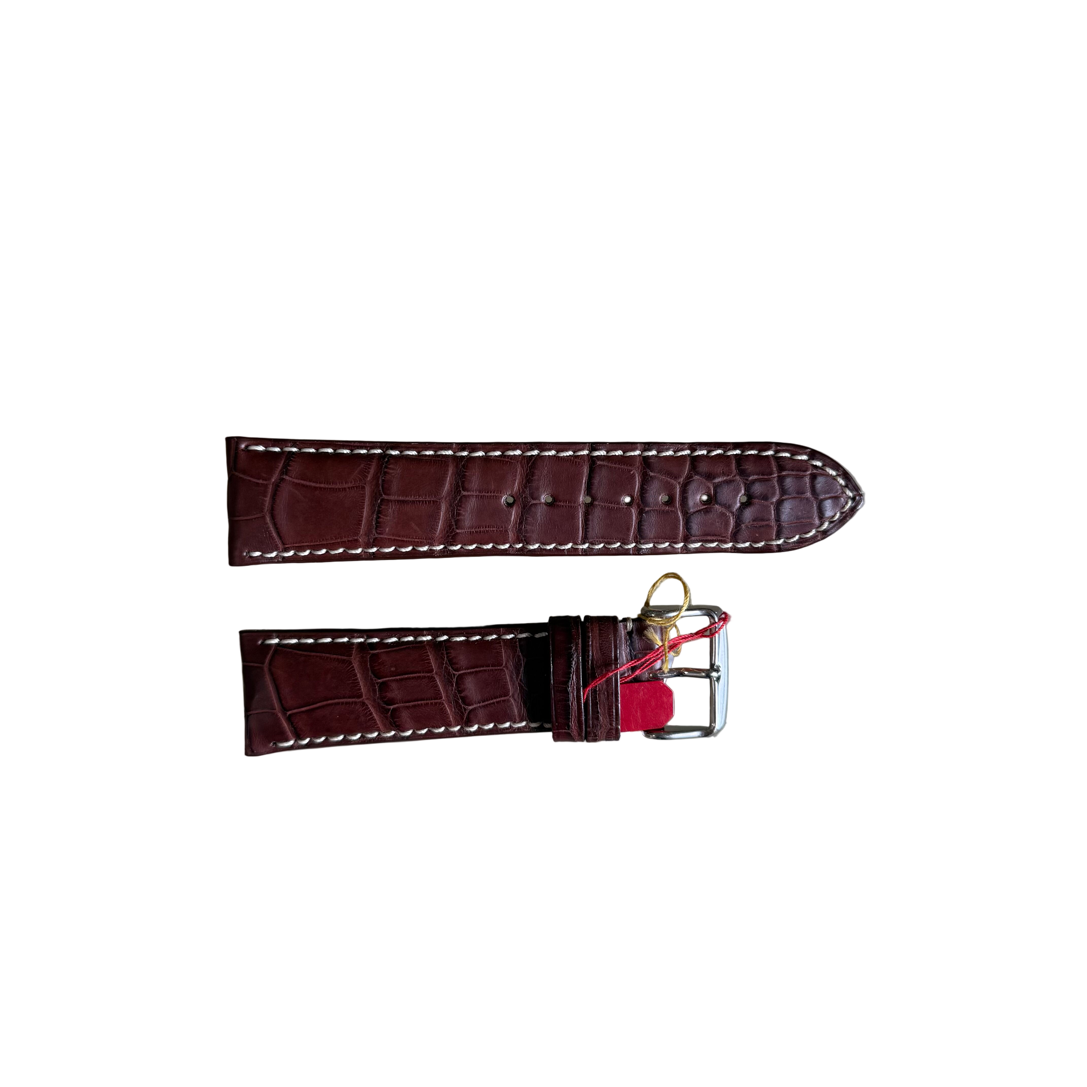 Genuine Alligator Brown Watch Strap Band 24mm Padded & Stitched w Buckle