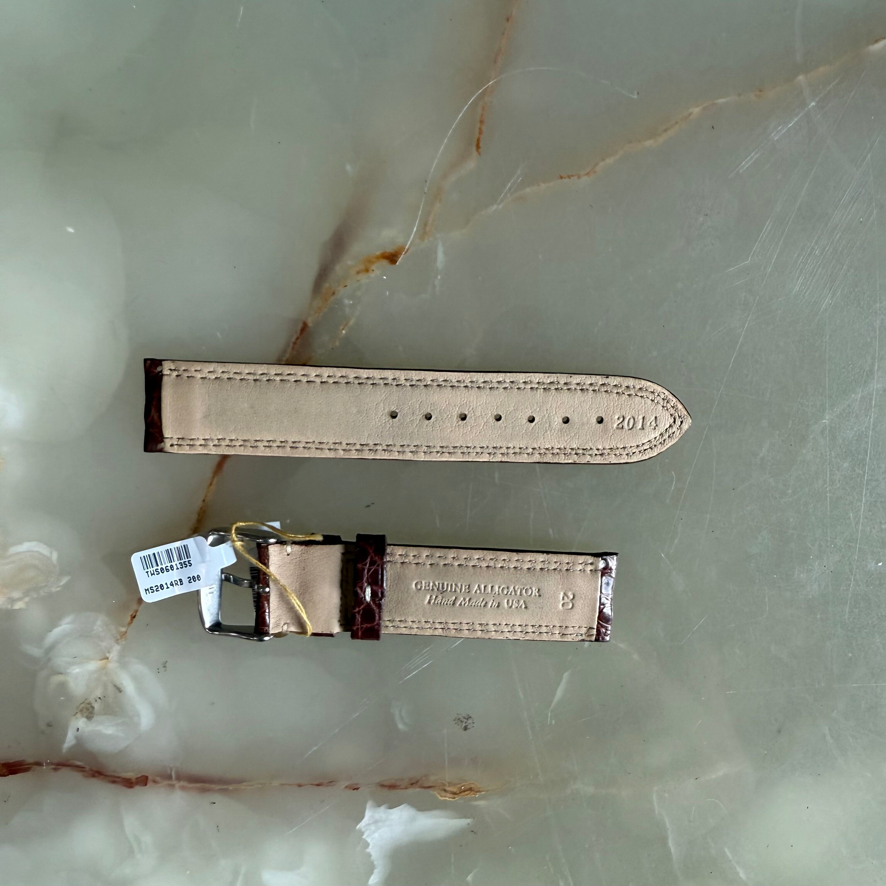 Genuine Alligator Brown Watch Strap Band 20mm Padded & Stitched w Buckle