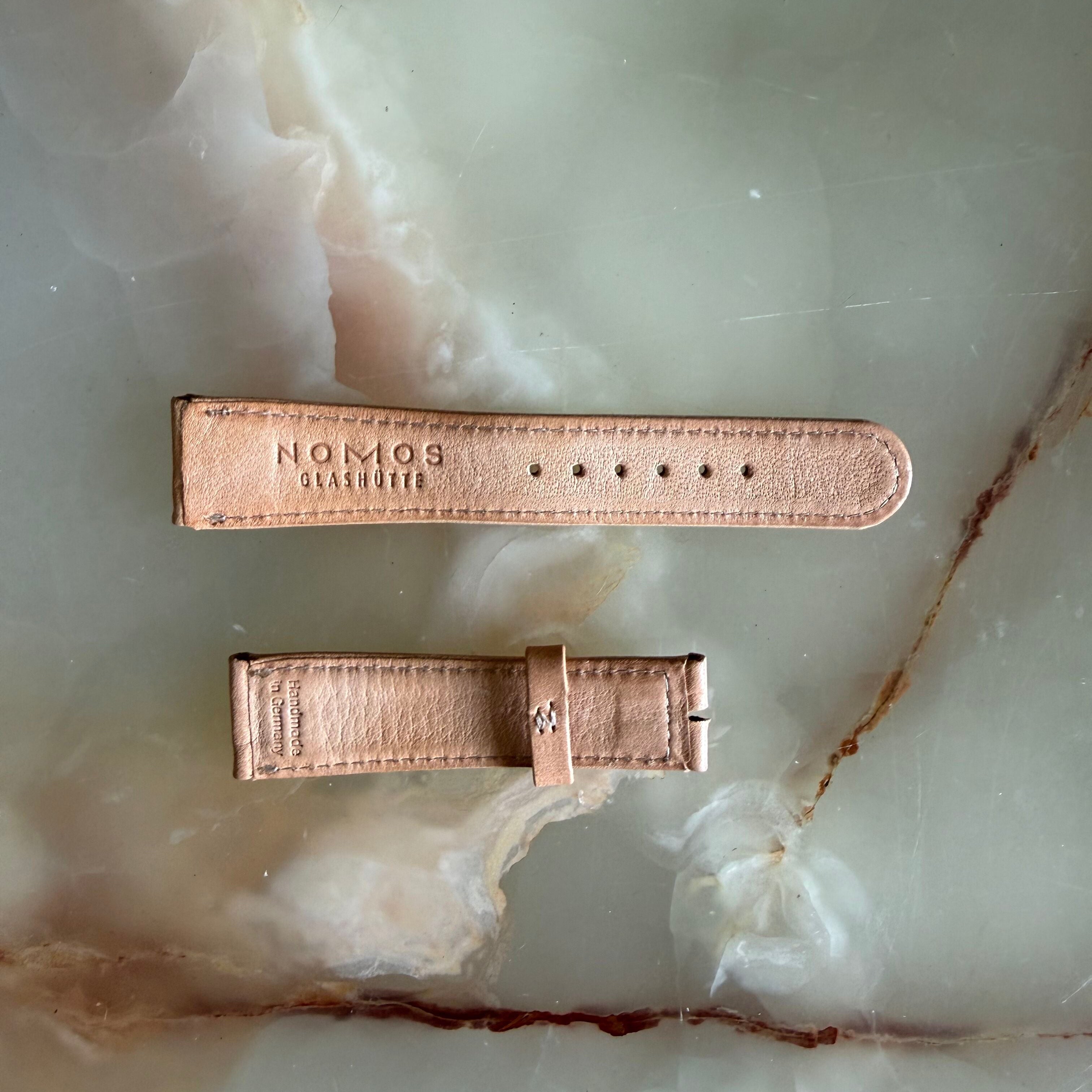 Authentic Nomos Glashutte Pinky Beige Leather Watch Strap Band 18mm