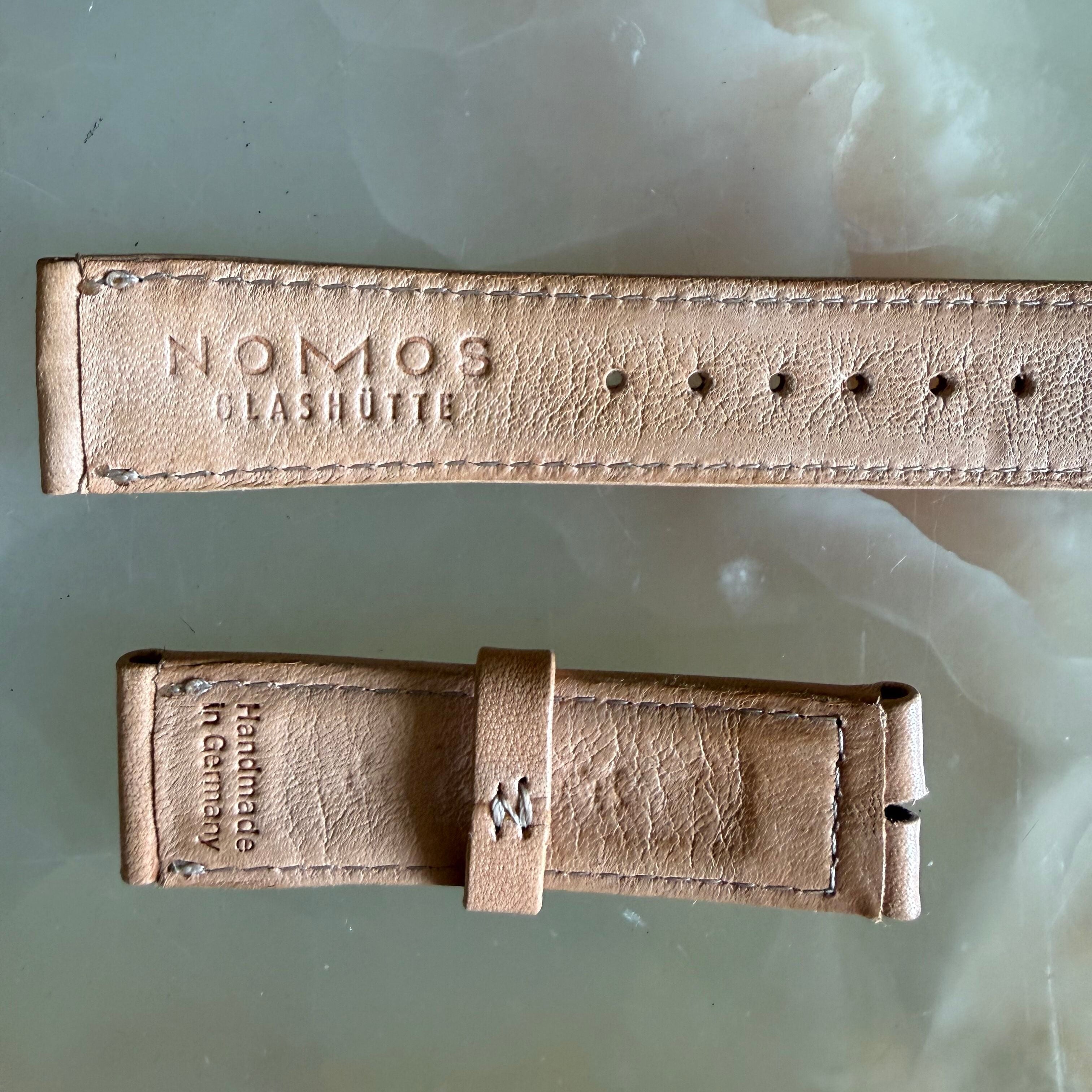 Authentic Nomos Glashutte Pinky Beige Leather Watch Strap Band 17mm