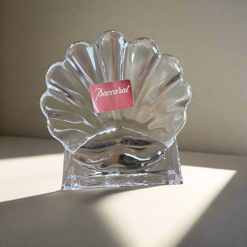 Baccarat Crystal Bambous Clam Shell Place Card Holder