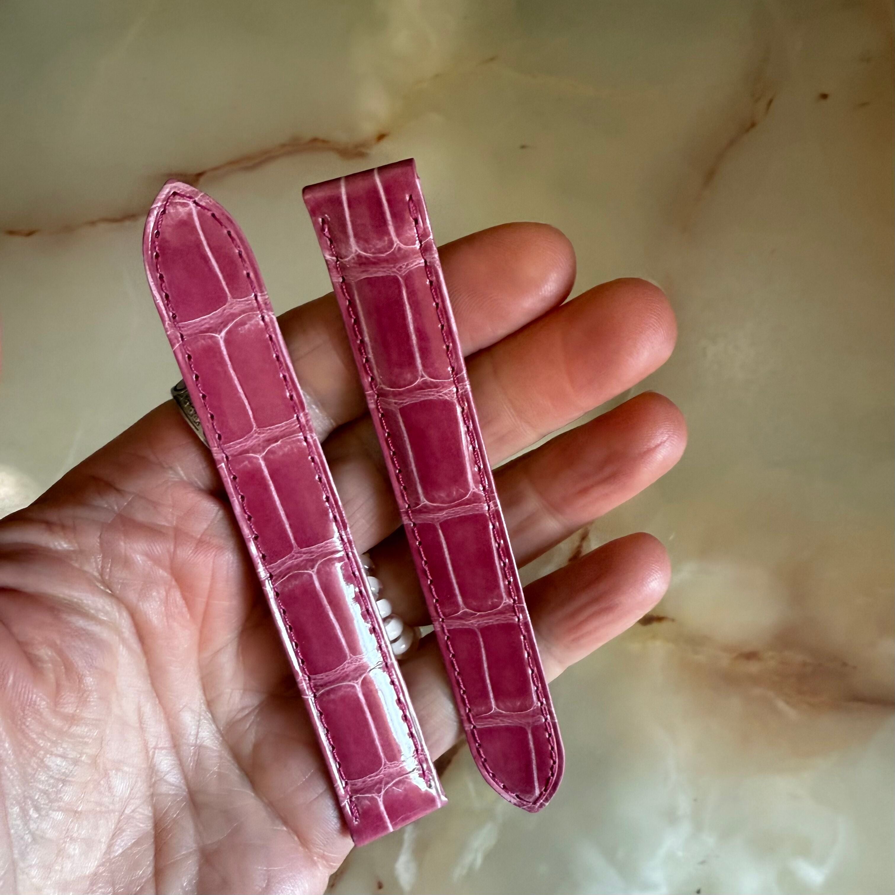 Authentic Cartier Pink Alligator Watch Strap Band 16mm KD6C2P13