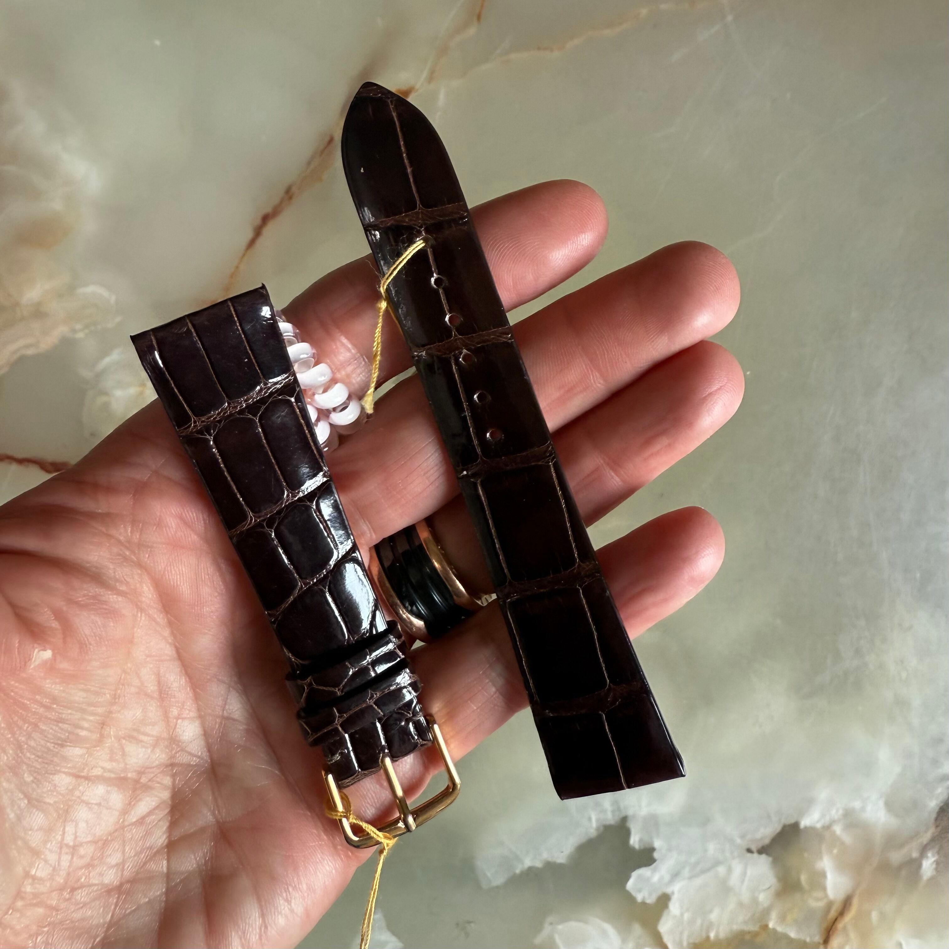 Genuine Alligator Brown Watch Strap Band 20mm Padded & Stitched w Buckle