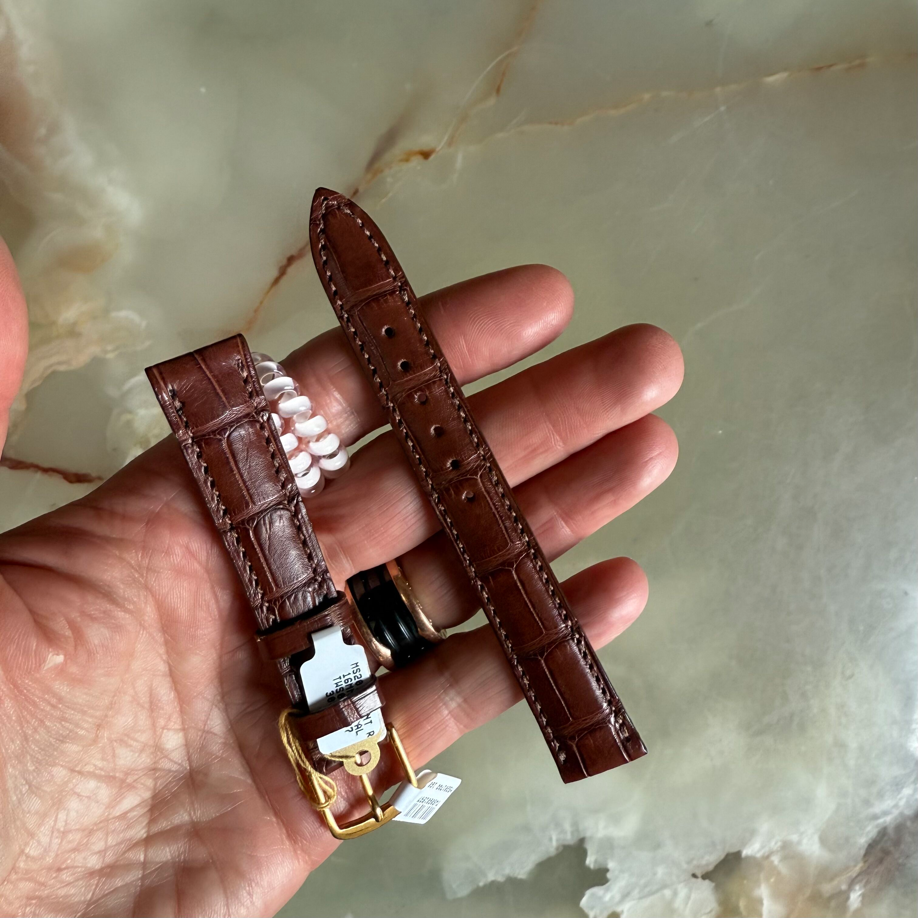Genuine Alligator Brown Watch Strap Band 16mm Padded & Stitched w Buckle