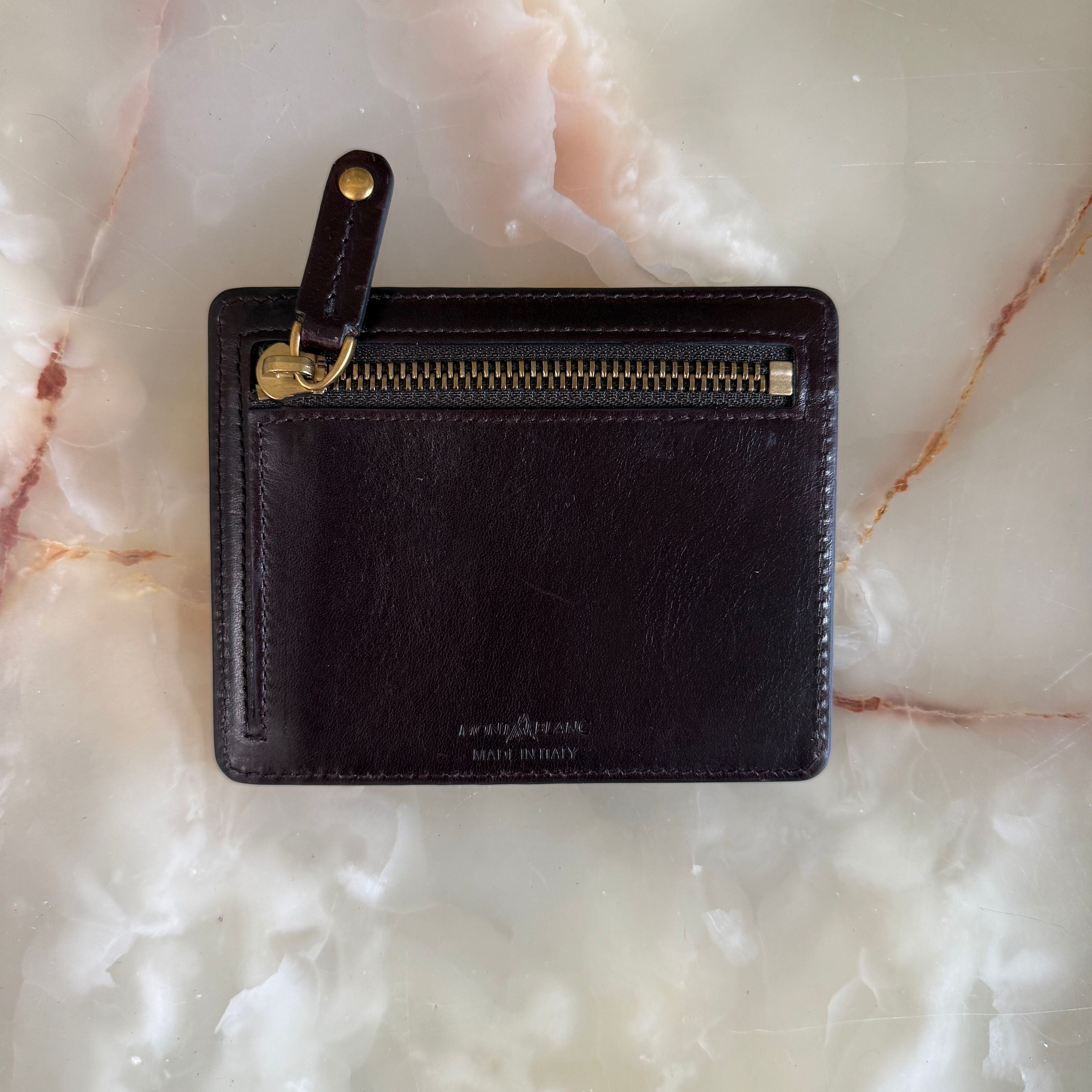 Montblanc Meisterstuck Brown Leather Pocket Cardholder Wallet w Zipper