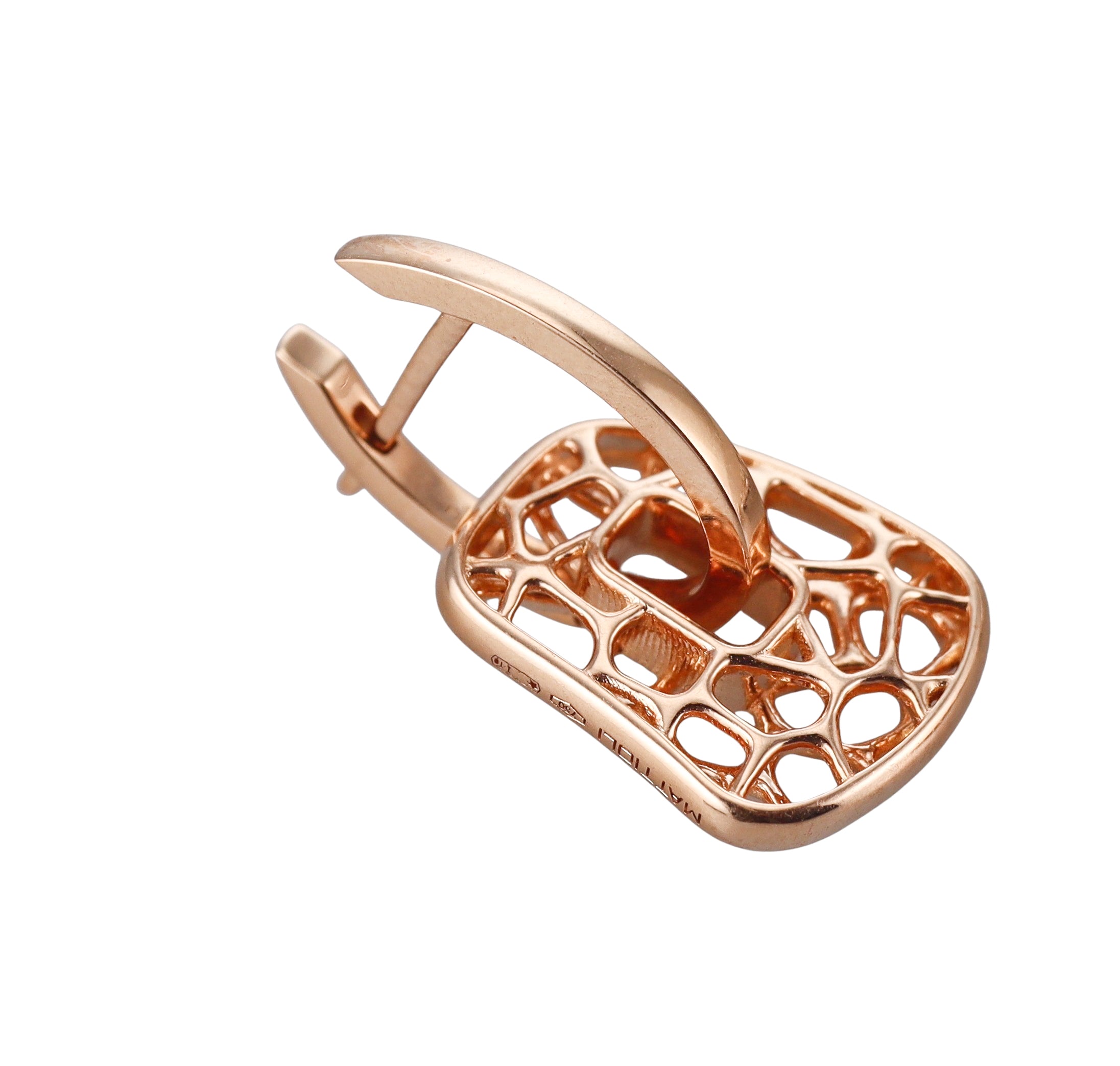 Mattioli Openwork Puzzle Small Rose Gold Interchangeable Silver & Bronze Earrings