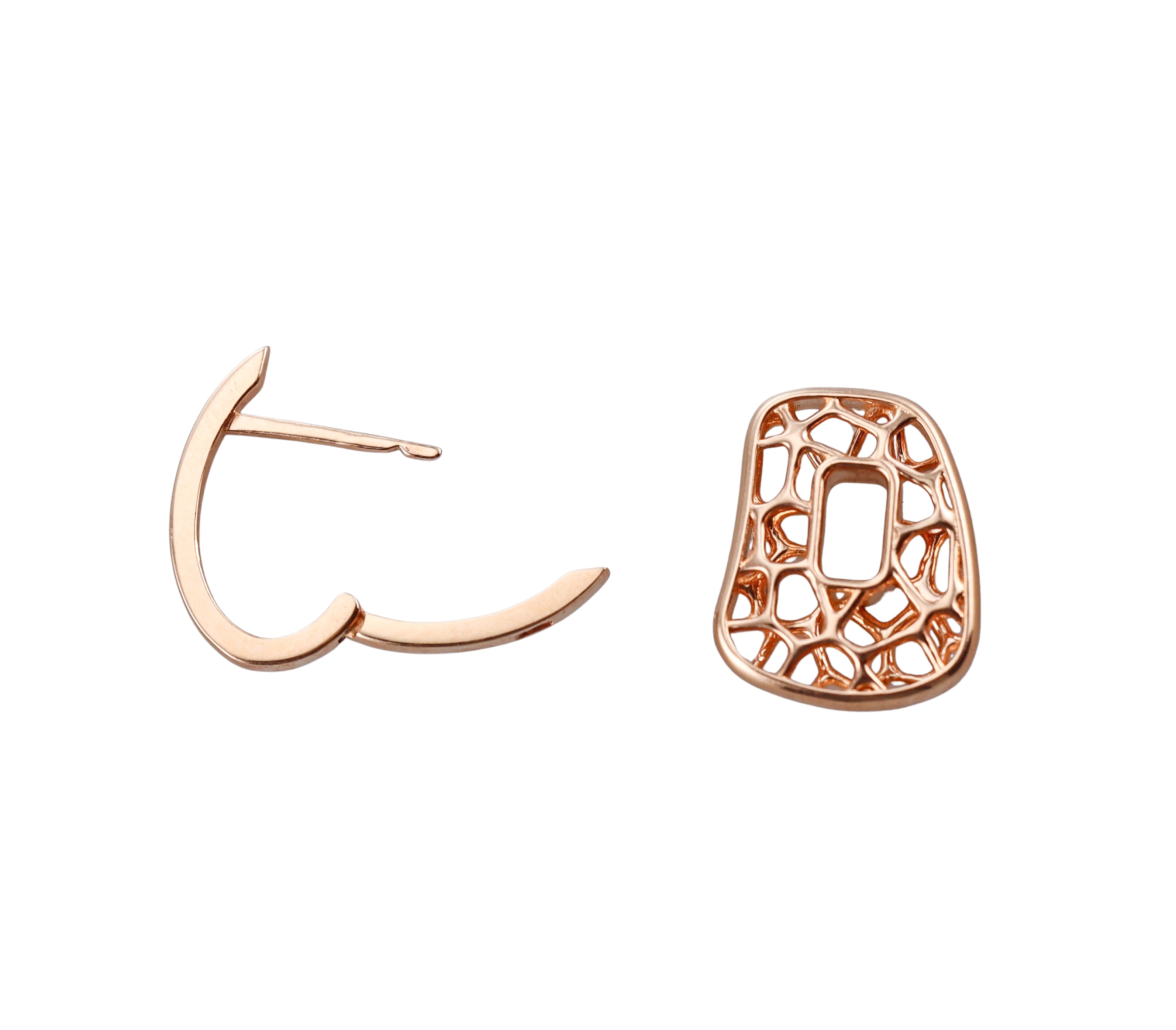 Mattioli Openwork Puzzle Small Rose Gold Interchangeable Silver & Bronze Earrings