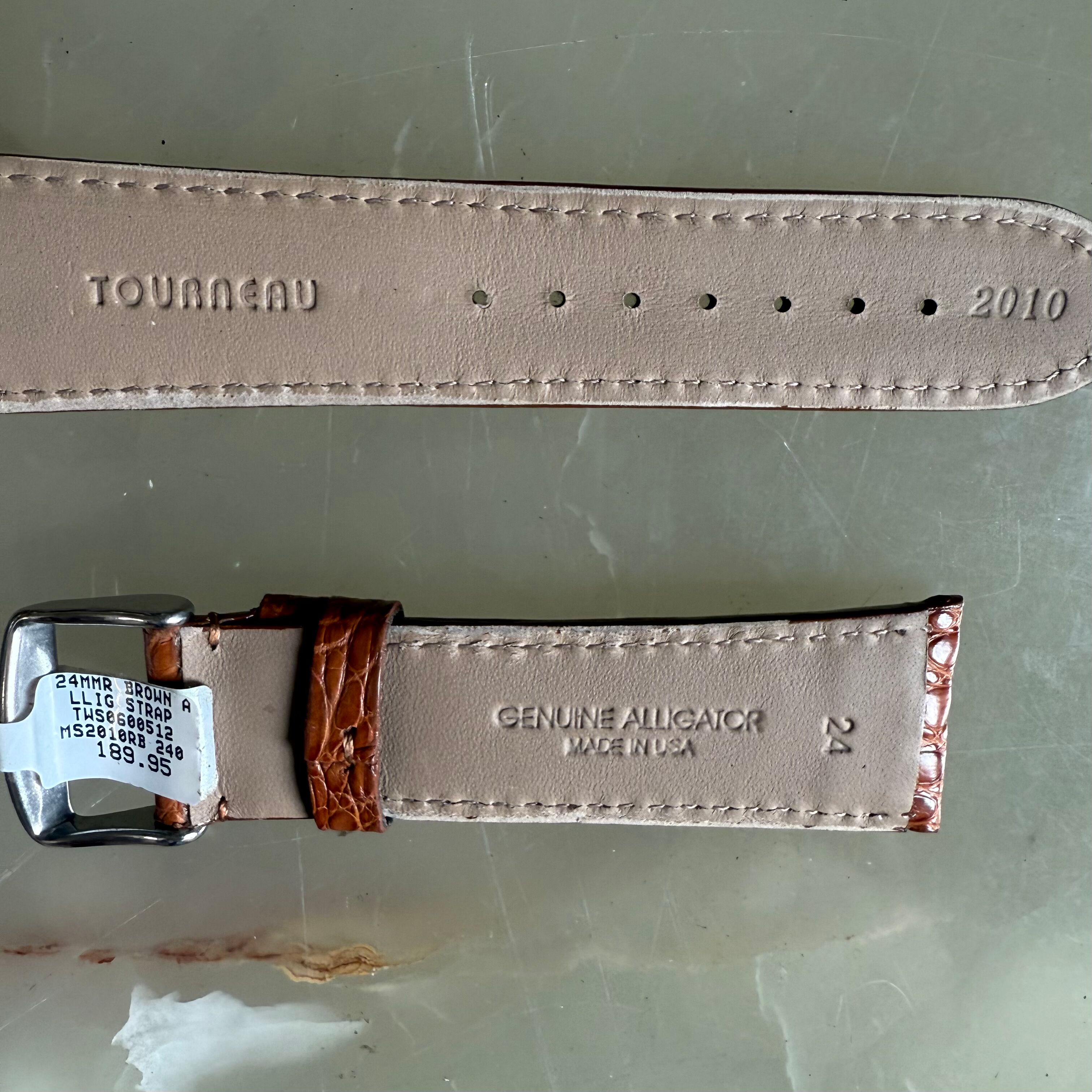 Genuine Alligator Brown Watch Strap Band 24mm Padded & Stitched w Buckle