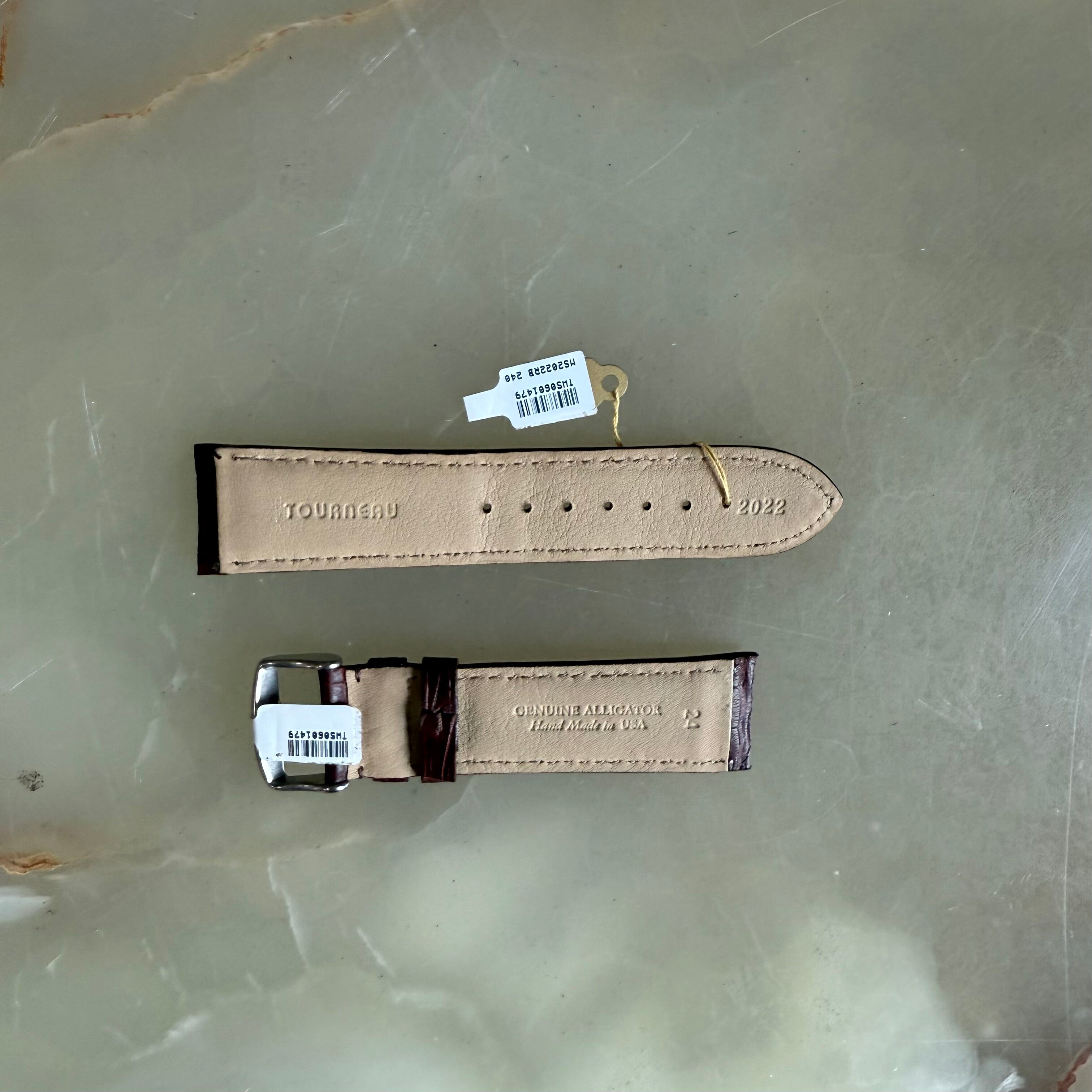 Genuine Alligator Brown Watch Strap Band 24mm Padded & Stitched w Buckle