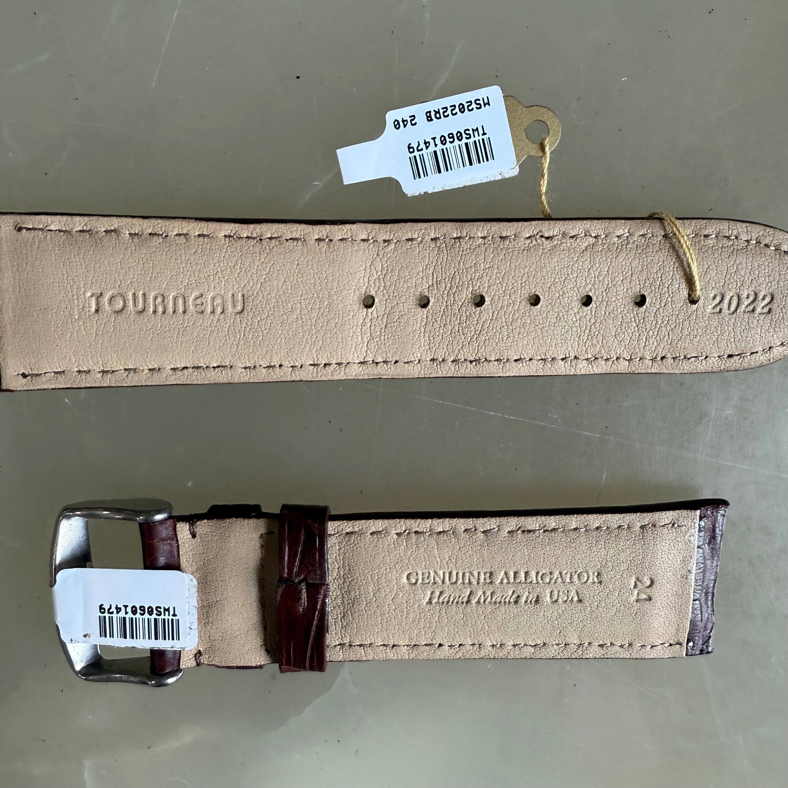 Genuine Alligator Brown Watch Strap Band 24mm Padded & Stitched w Buckle