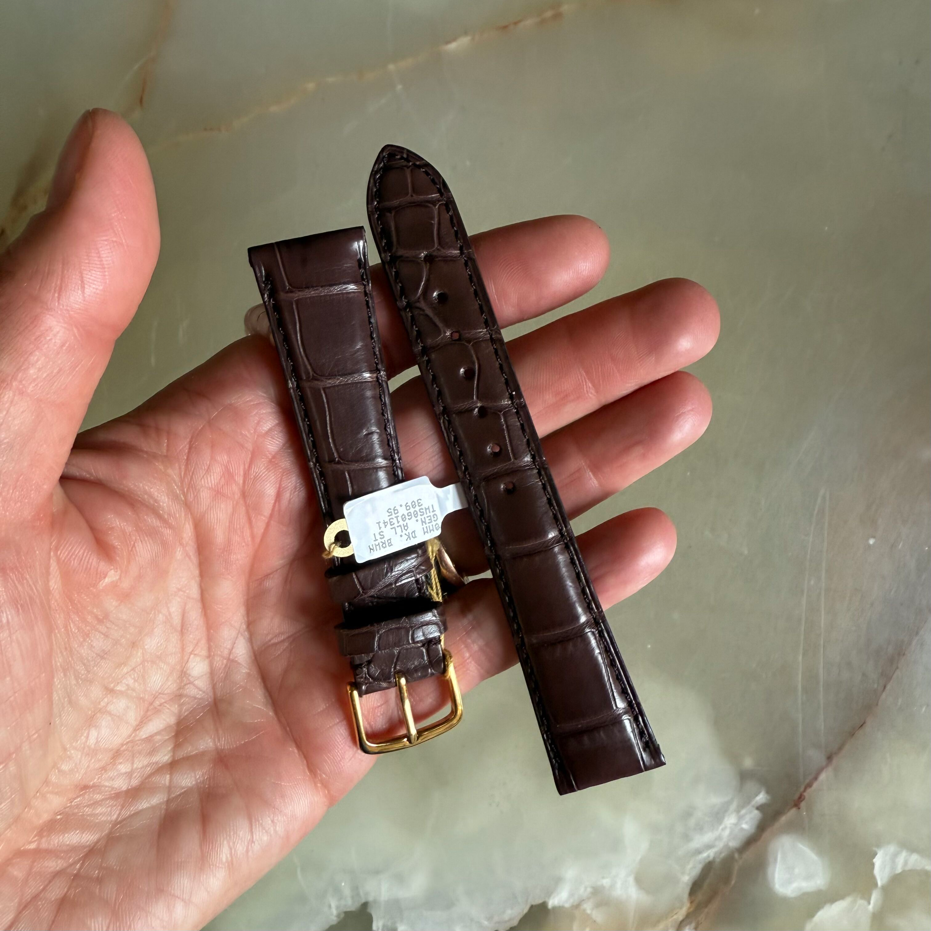 Genuine Alligator Brown Watch Strap Band 20mm Padded & Stitched w Buckle