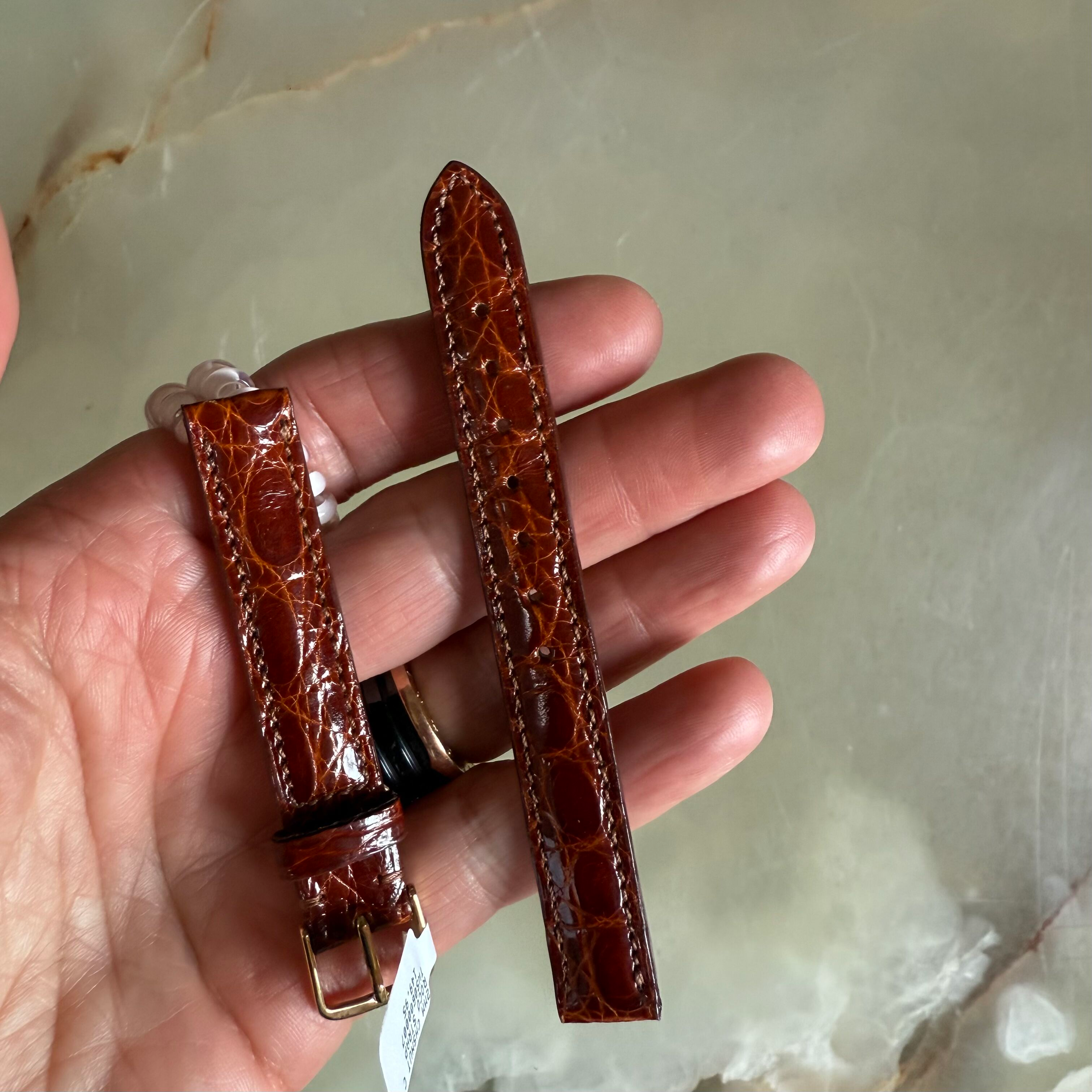 Genuine Crocodile Brown Watch Strap Band 12mm Padded & Stitched w Buckle