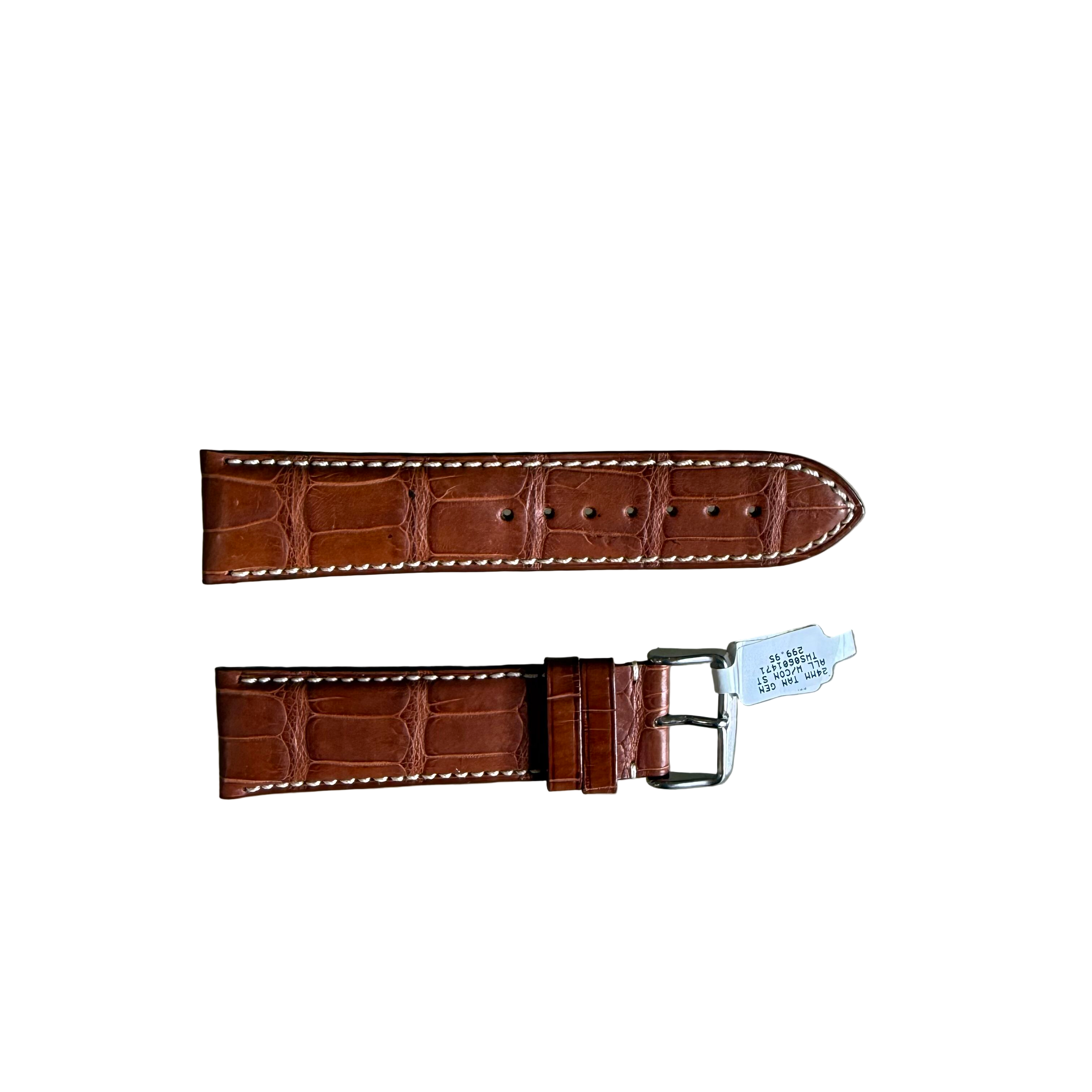 Genuine Alligator Brown Watch Strap Band 24mm Padded & Stitched w Buckle