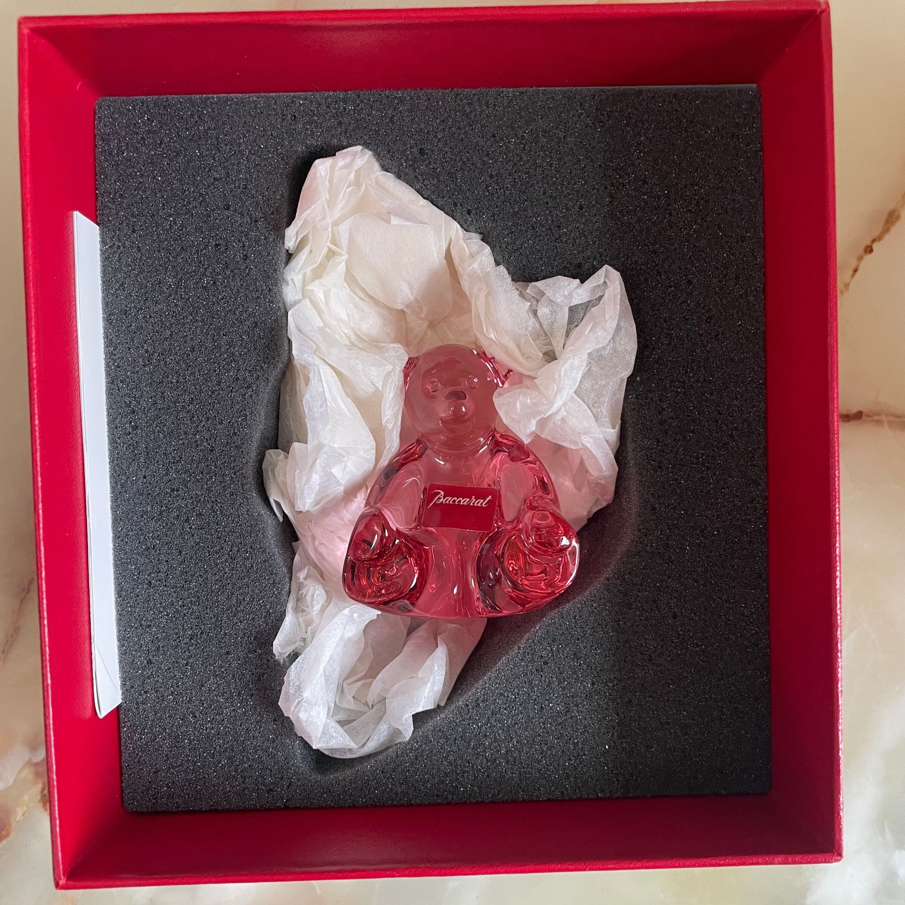 Baccarat Crystal Rose Bear Figurine 29390