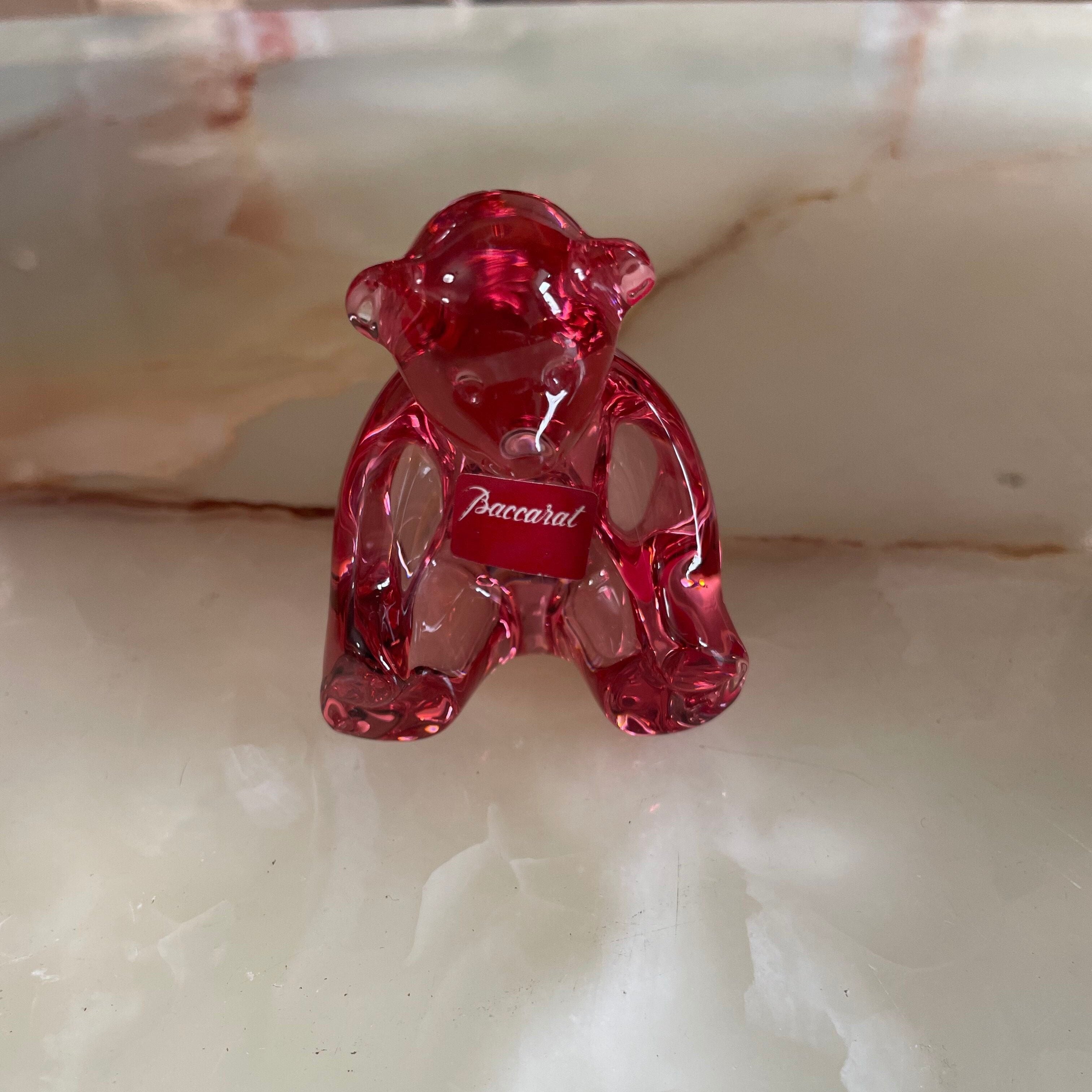 Baccarat Crystal Rose Bear Figurine 29390