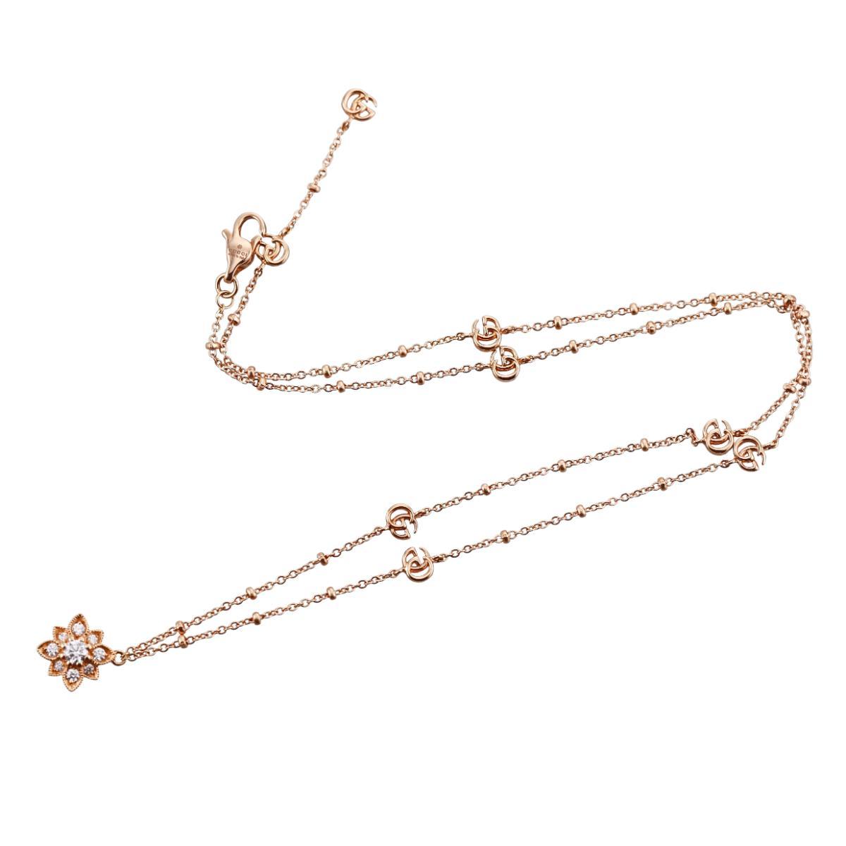 Gucci Flora 18k Gold Diamond Pendant Necklace