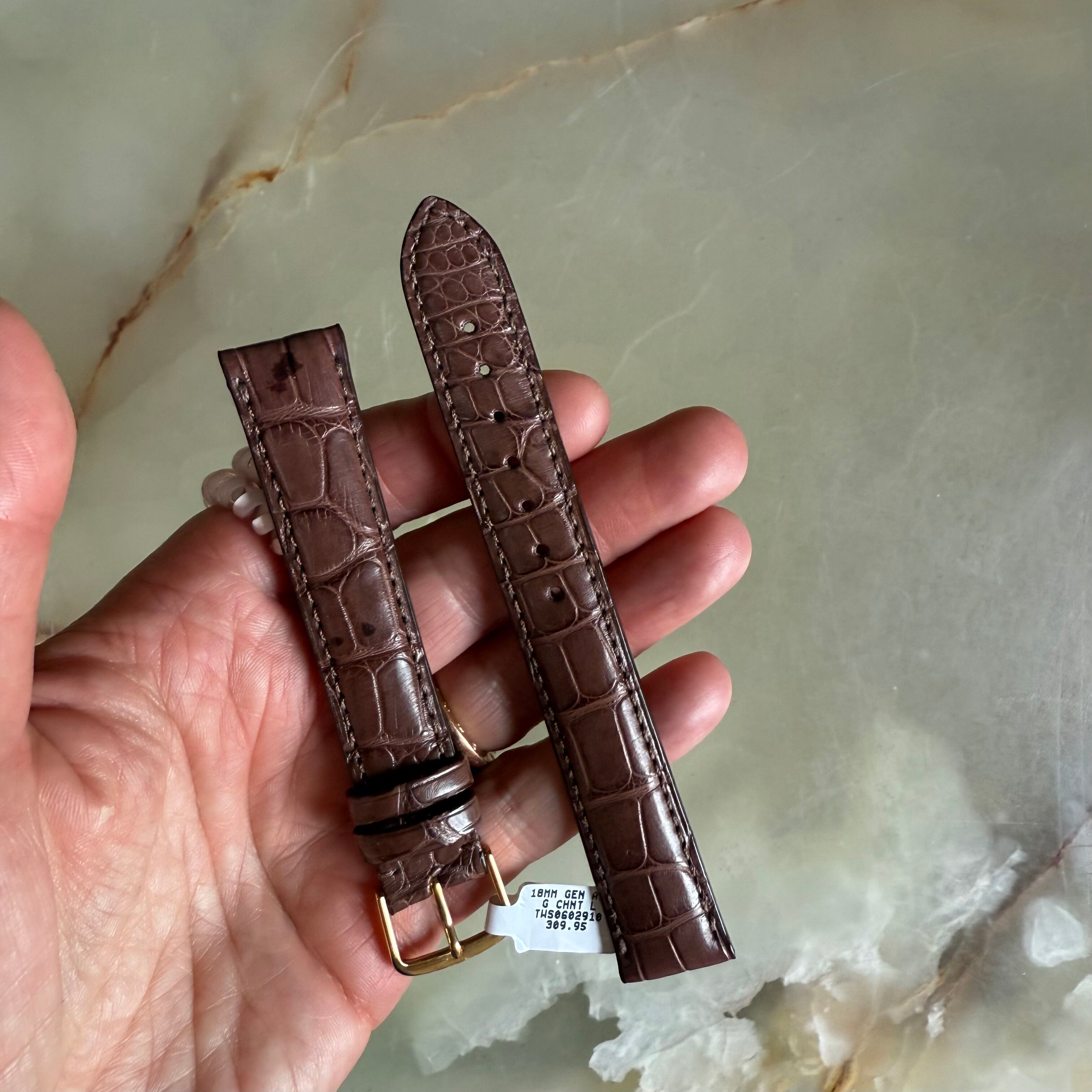 Genuine Alligator Brown Watch Strap Band 18mm Padded & Stitched w Buckle