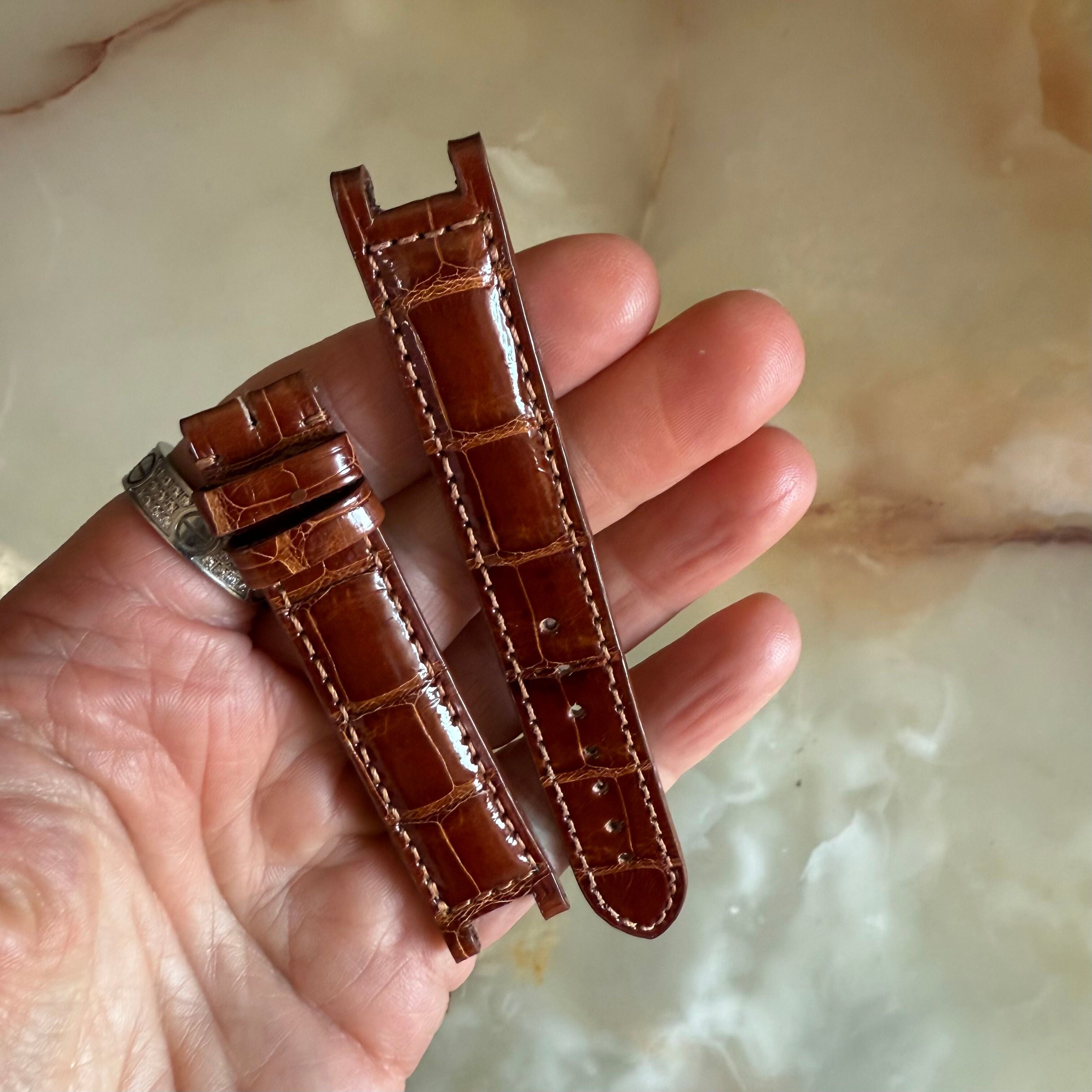Authentic Cartier Pasha Brown Alligator Watch Strap Band 15.5mm KD66AN58
