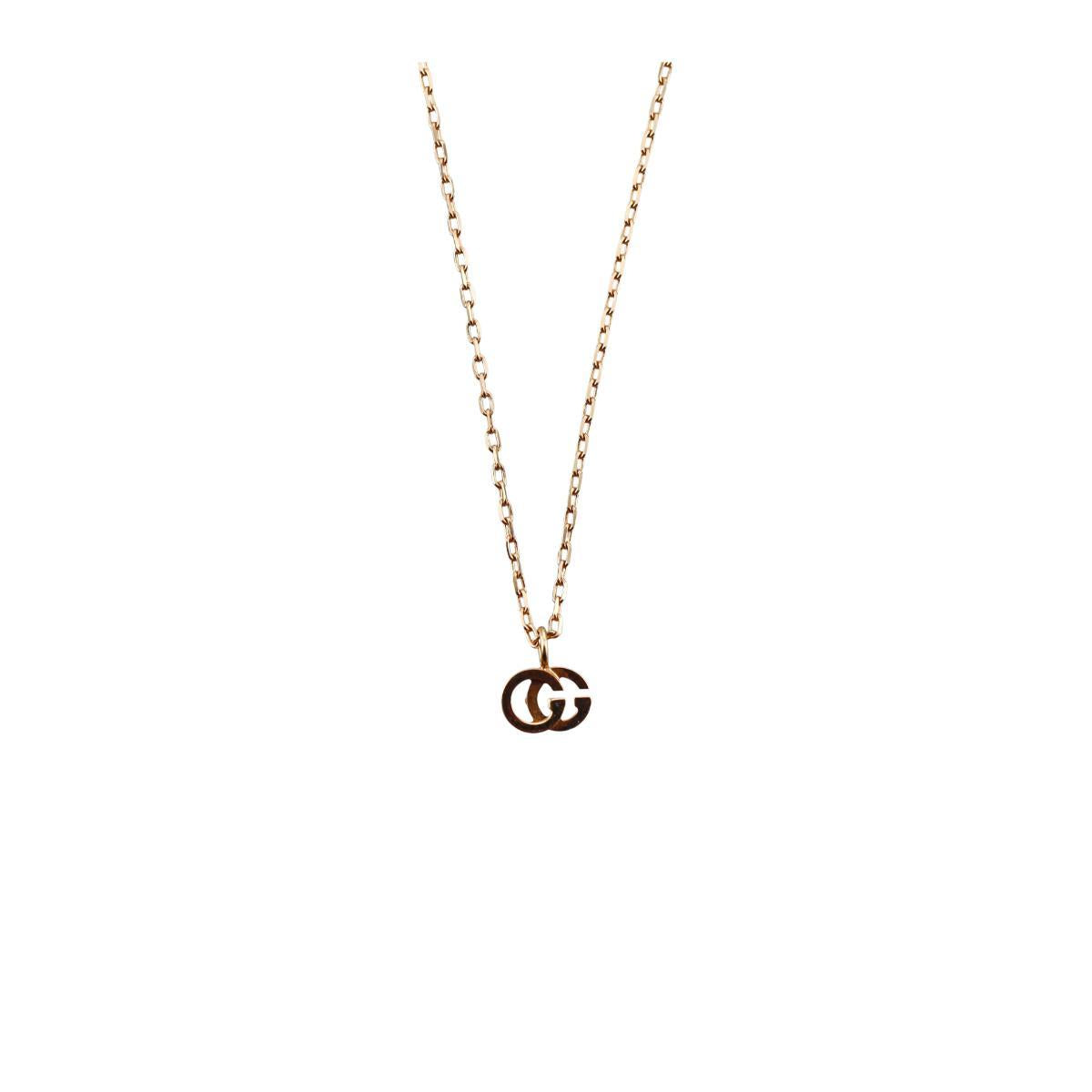 Gucci GG Running 18K Gold Pendant Paraiba Tourmaline Necklace