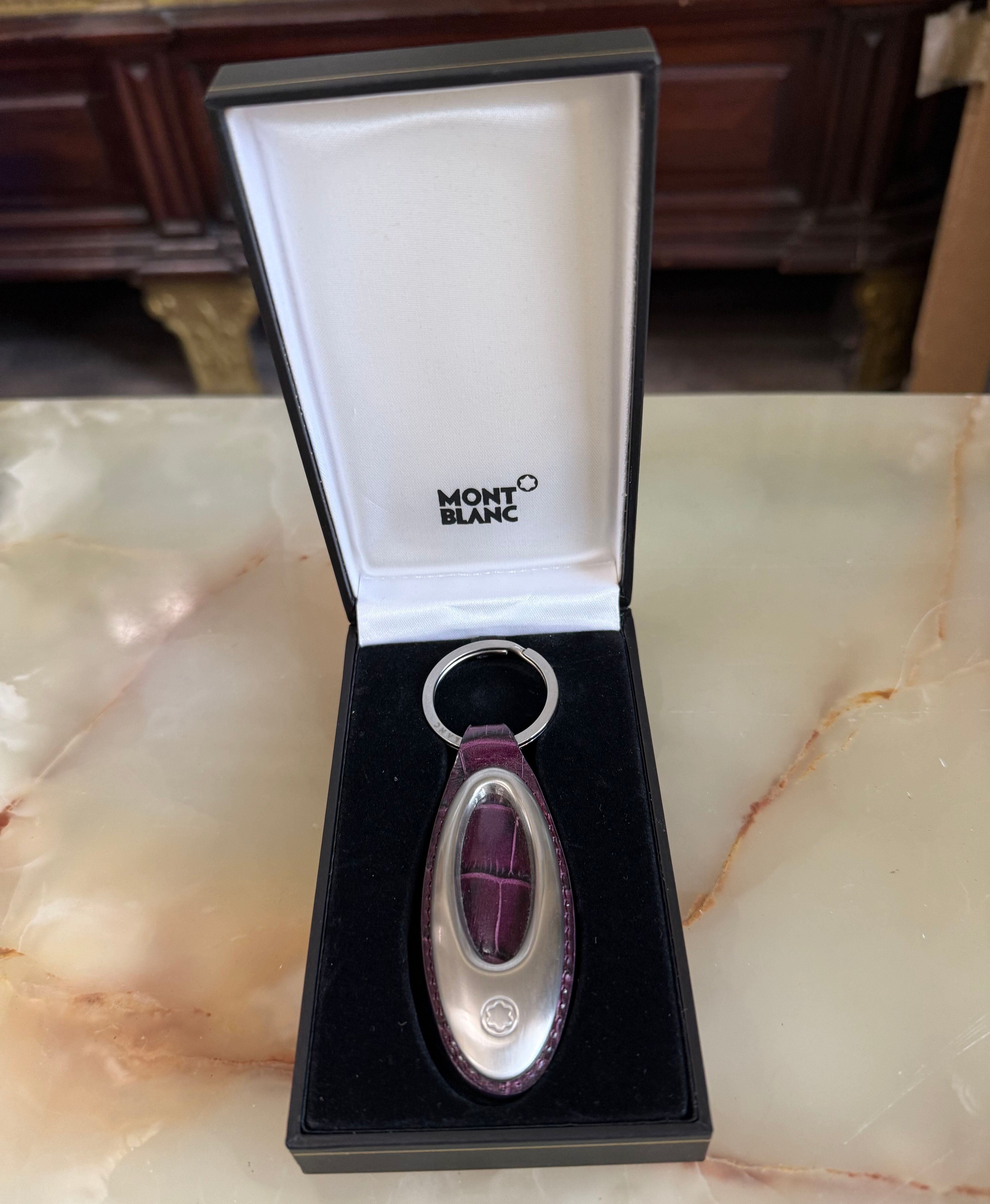 Montblanc Steel Purple Leather Key Ring