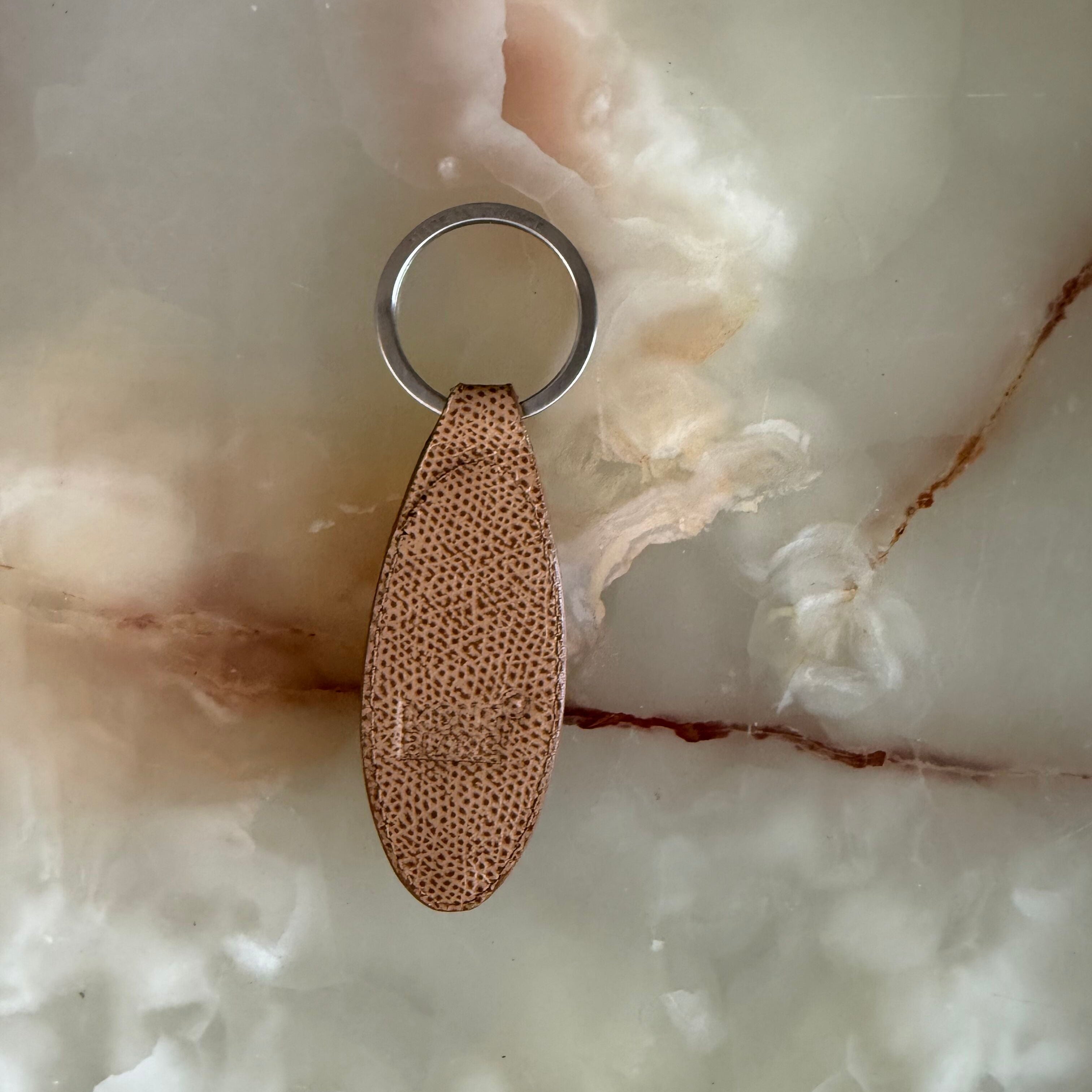 Montblanc Steel Beige Leather Key Ring
